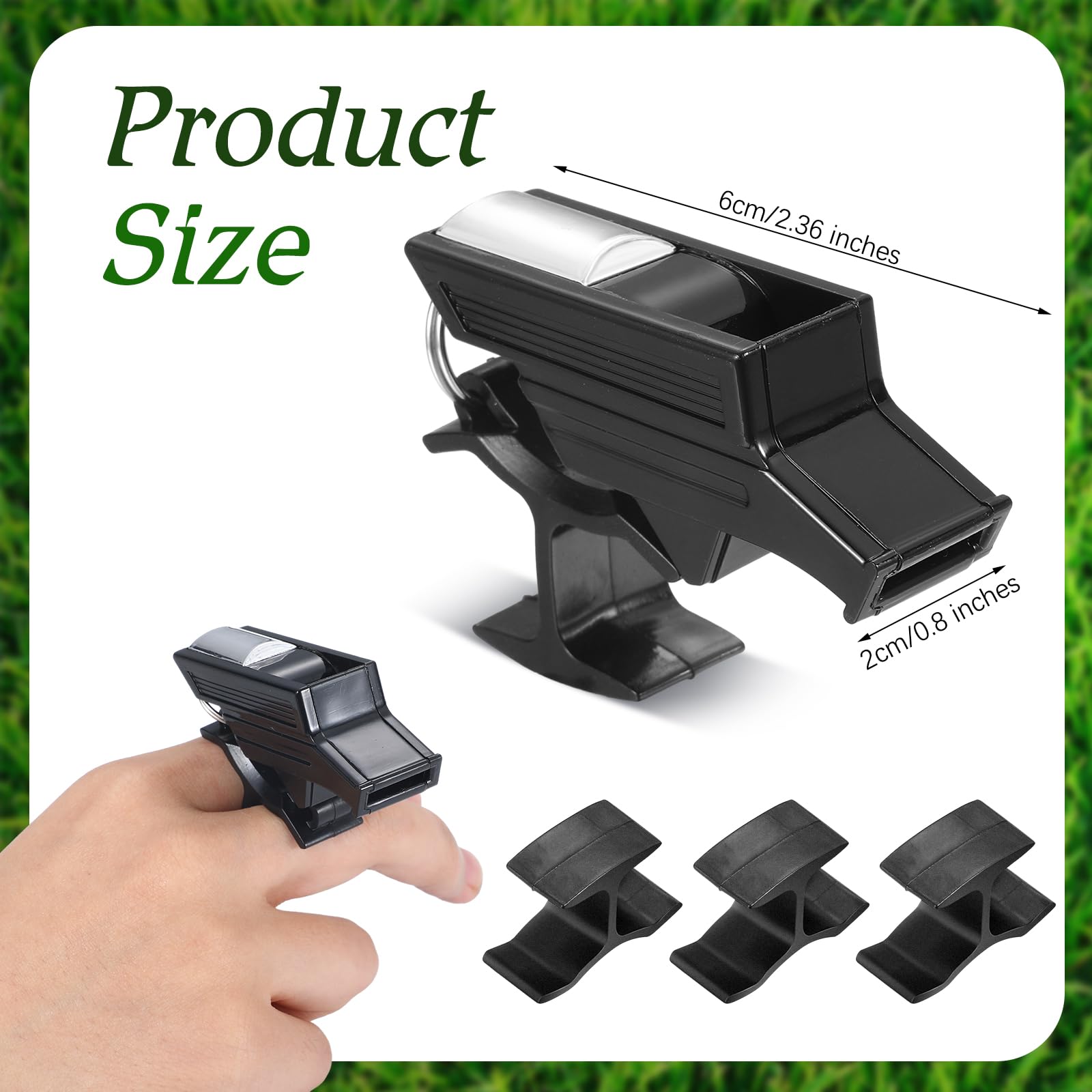 Relaxweex 2 Sets Finger Grip Referee Whistle Soccer Coach Whistles with Fingers Flip Grip Football Hockey Hand Whistle Metallic Loud Sports Whistle with Rubber Sleeve for Coaches Polices - Image 2