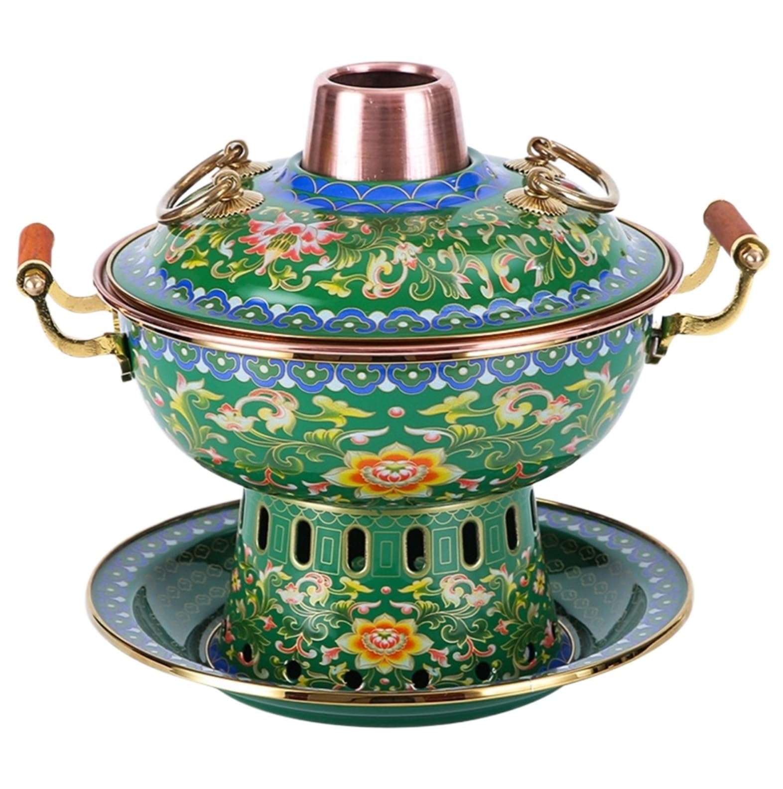 INUUXLG Chinese Hot Pot Traditional Chinese Copper Hot Pot Vintage Shabu Pot Hotpot Cooker Soup Pot Cookware Cookware Hot Pot(