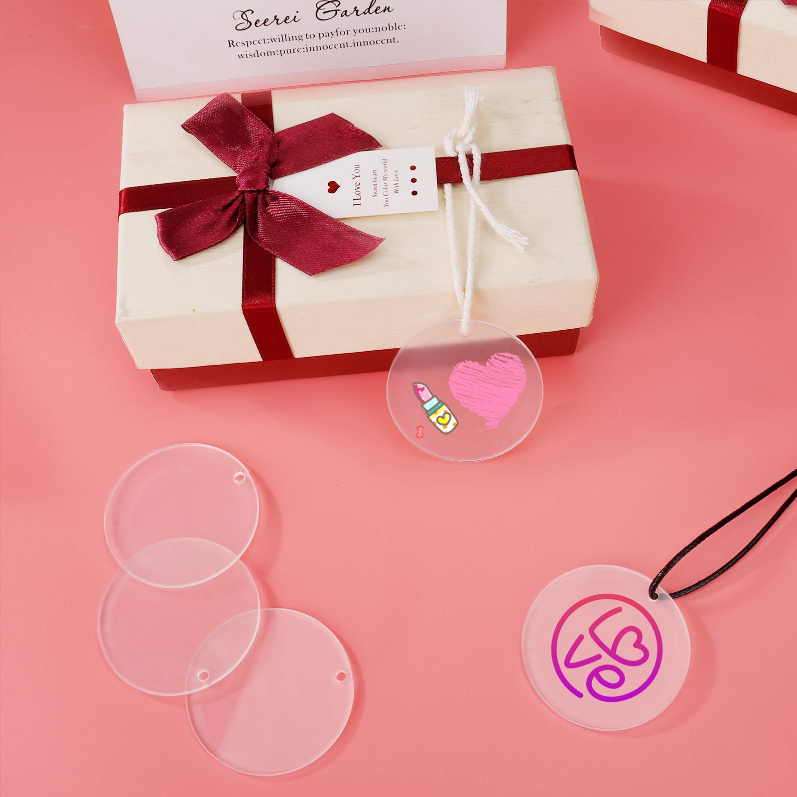 Kit De 80 Piezas Para Llaveros Acrílicos – Discos Transparentes Con Borlas De Colores Y Anillas Para Manualidades DIY