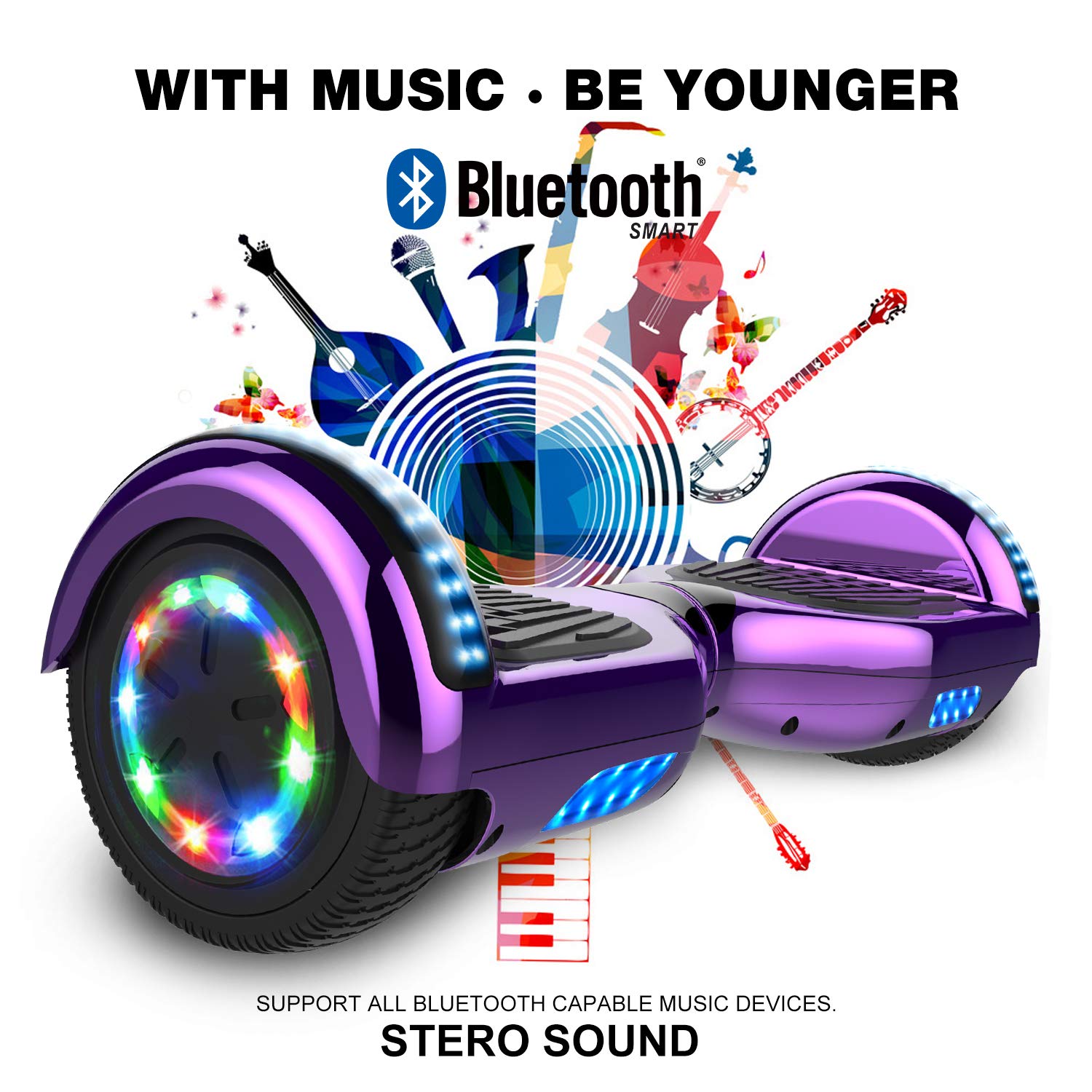 GeekMe Hoverboards für Kinder, 16,5 cm, Hoverboards mit Bluetooth-Lautsprecher, schöne LED-Lichter, Geschenk für Kinder und Jugendliche