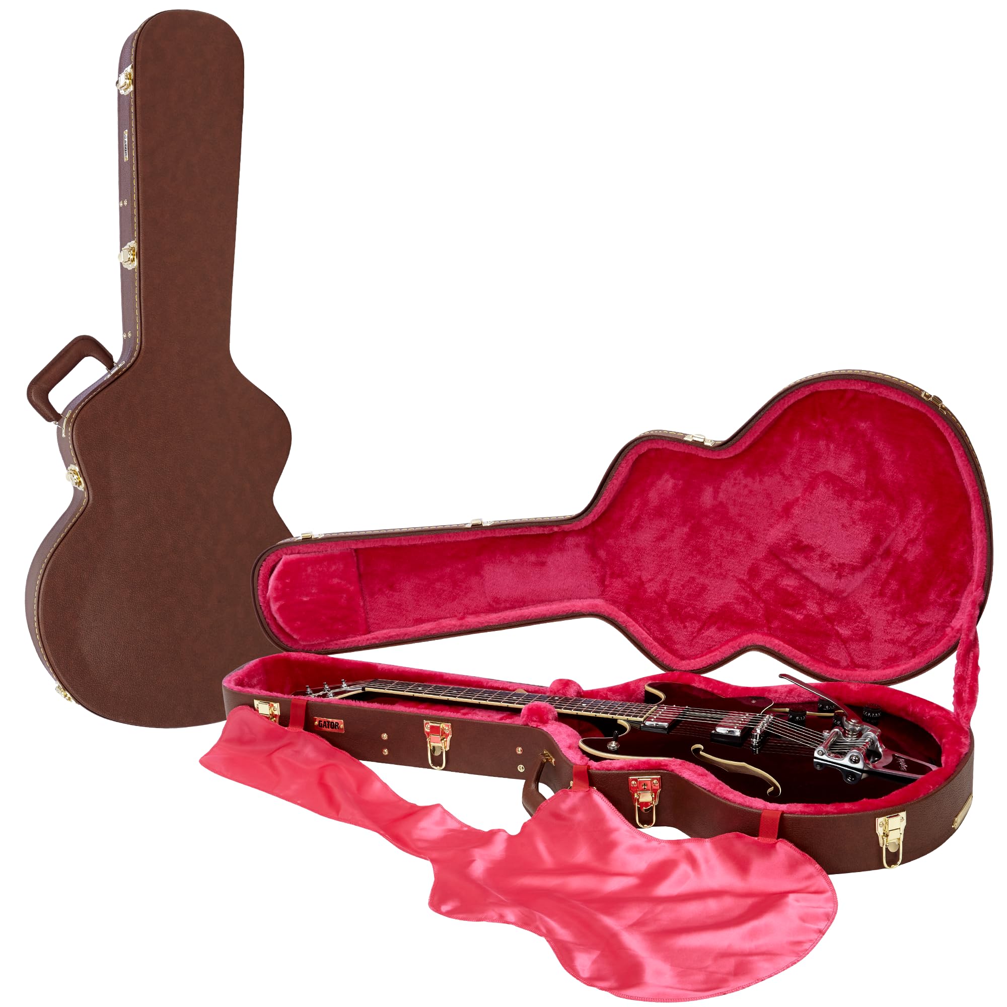 Gator Electric Deluxe Wood Guitar Case for 335 style Semi-Hollow Guitars (GW-335-BROWN)