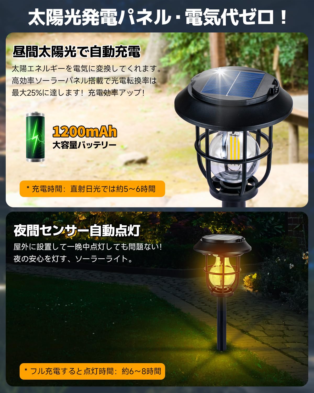 ソーラーライト 屋外 ガーデンライト 2個セット センサーライト 人感センサー 3つ知能モード 【設置簡単 埋め込み・壁掛け・吊り下げ 】ランタン ソーラー 太陽光パネル充電 高輝度 自動点灯 防水 おしゃれ 庭/玄関先/芝生/車場/歩道 設置簡単 防災対策 防犯 電球色