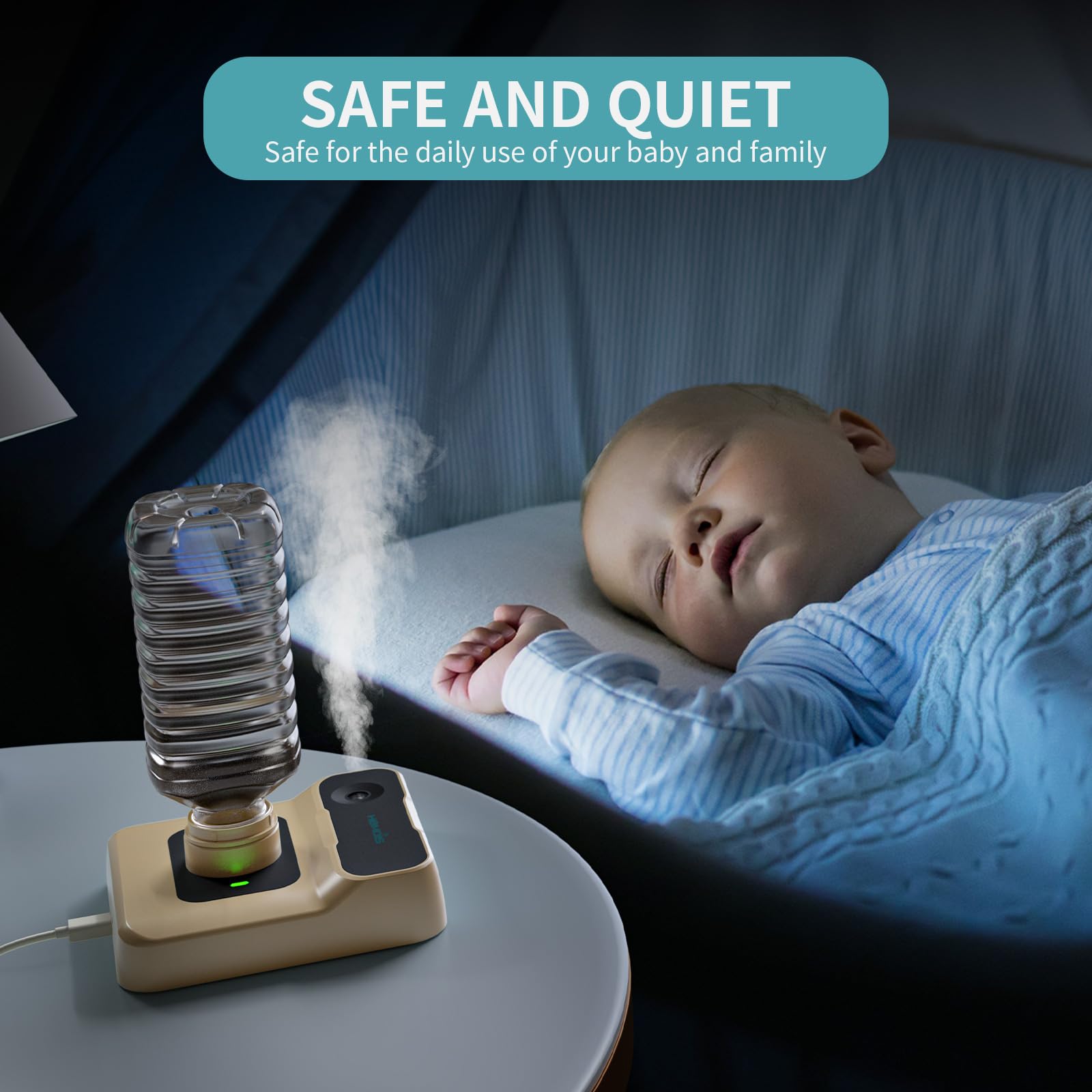 Humidificateurs portables pour voyage, petit humidificateur avec arrêt automatique, veilleuse et sac de rangement pour hôtel, chambre à coucher ou bureau, humidificateur de plantes d'intérieur