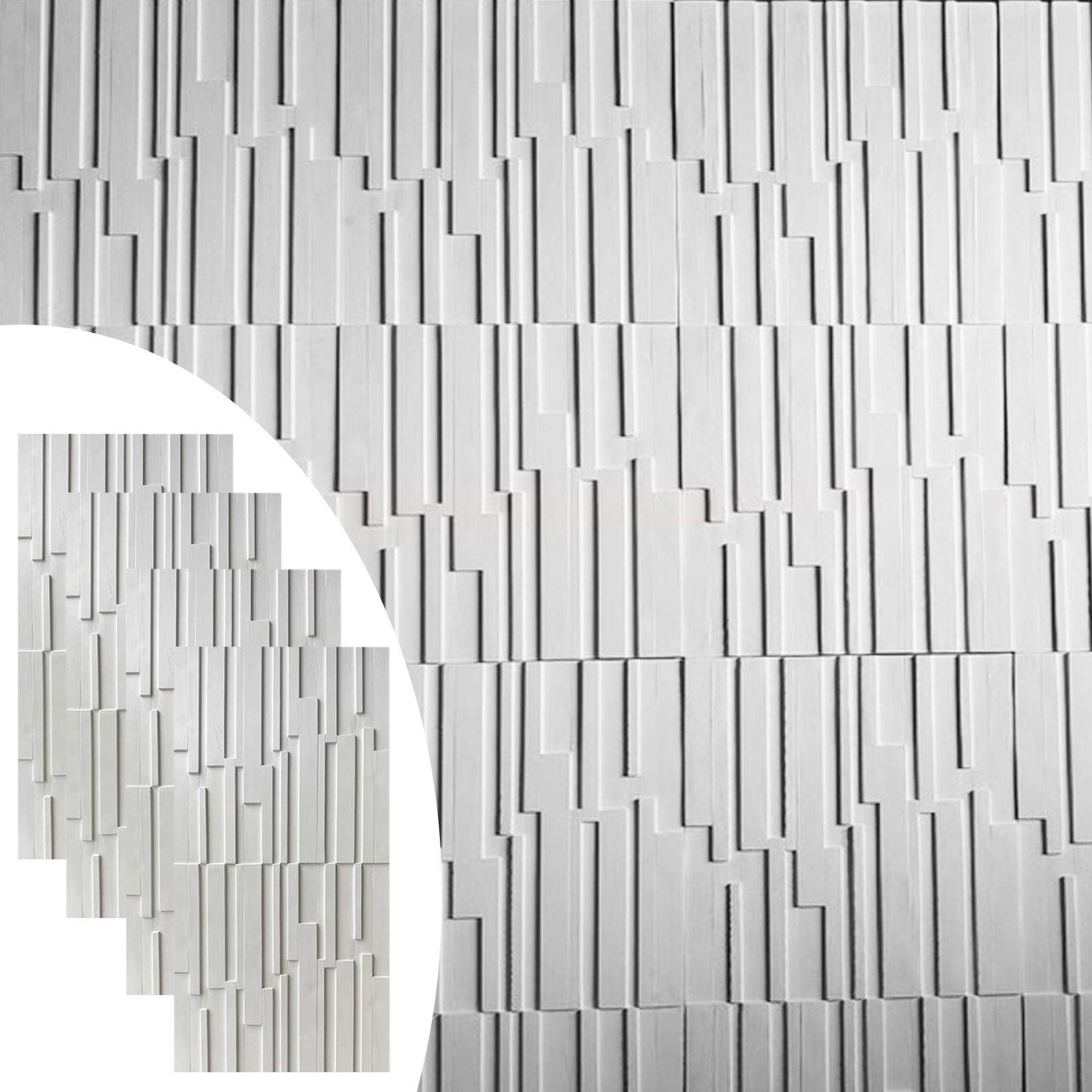 Panele Ścienne 12 Mm Grubości Panele Ścienne z Efektem Cegły, Zestaw 4 Sztuk, 1,2 X 0,6 M Arkusze Paneli Ściennych, Dekoracyjna Tapeta Fornirowana, Panele Tła 3D DIY(White)
