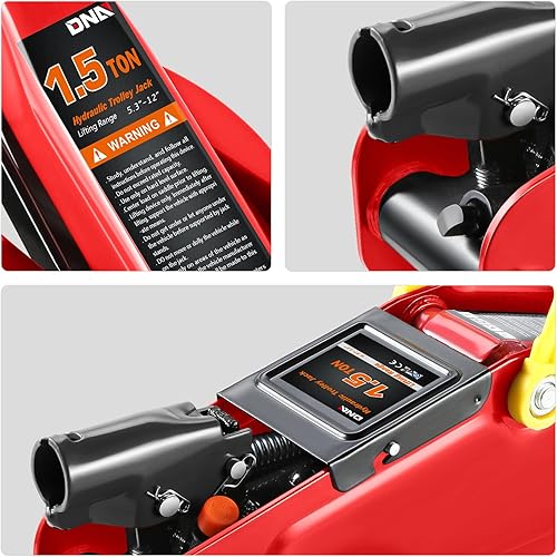 Miniatura 6 de DNA MOTORING Gato hidráulico de perfil bajo para carretilla de serviciopiso, capacidad de 1.5 toneladas (3000 libras), rango de elevación 5.3"-12",