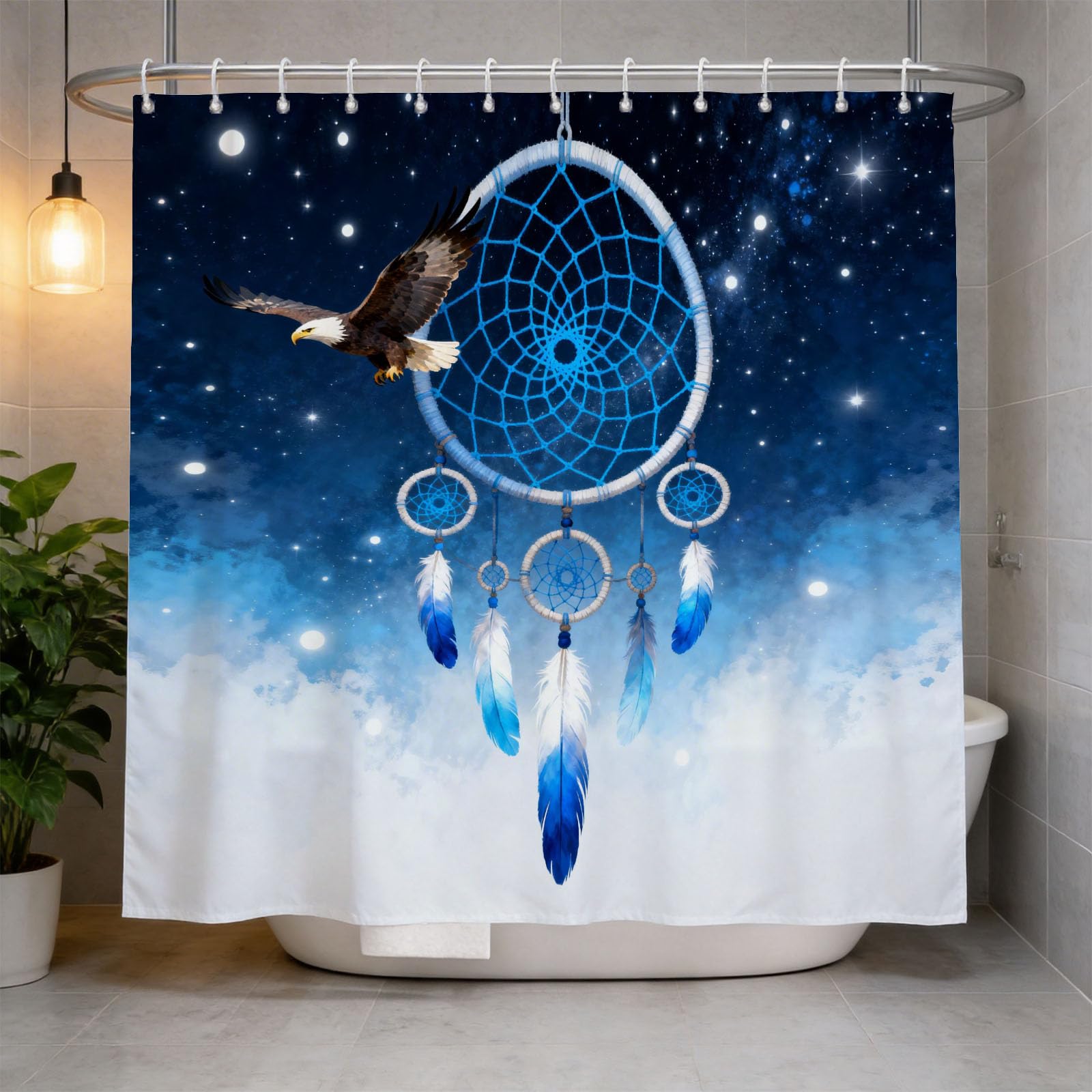 Hongduo 3D Feather Shower Curtain for Stalls Bathtubs Exotic Print Bathroom Decor Shower Curtain Set Polyester Fabric Waterproof 180x180cm/71X71 Inch with Hooks