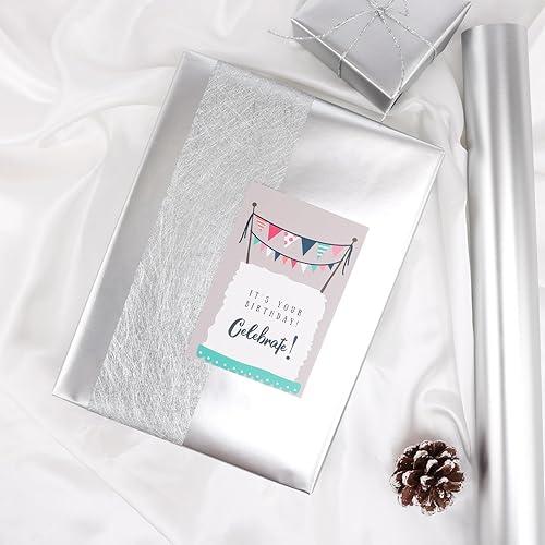 Miniatura 51 de NESCCI Papel de regalo negro de metal mate, papel de color sólido, 2 rollos, 17.5 pulgadas x 32.8 pies por rollo, papel de regalo perfecto