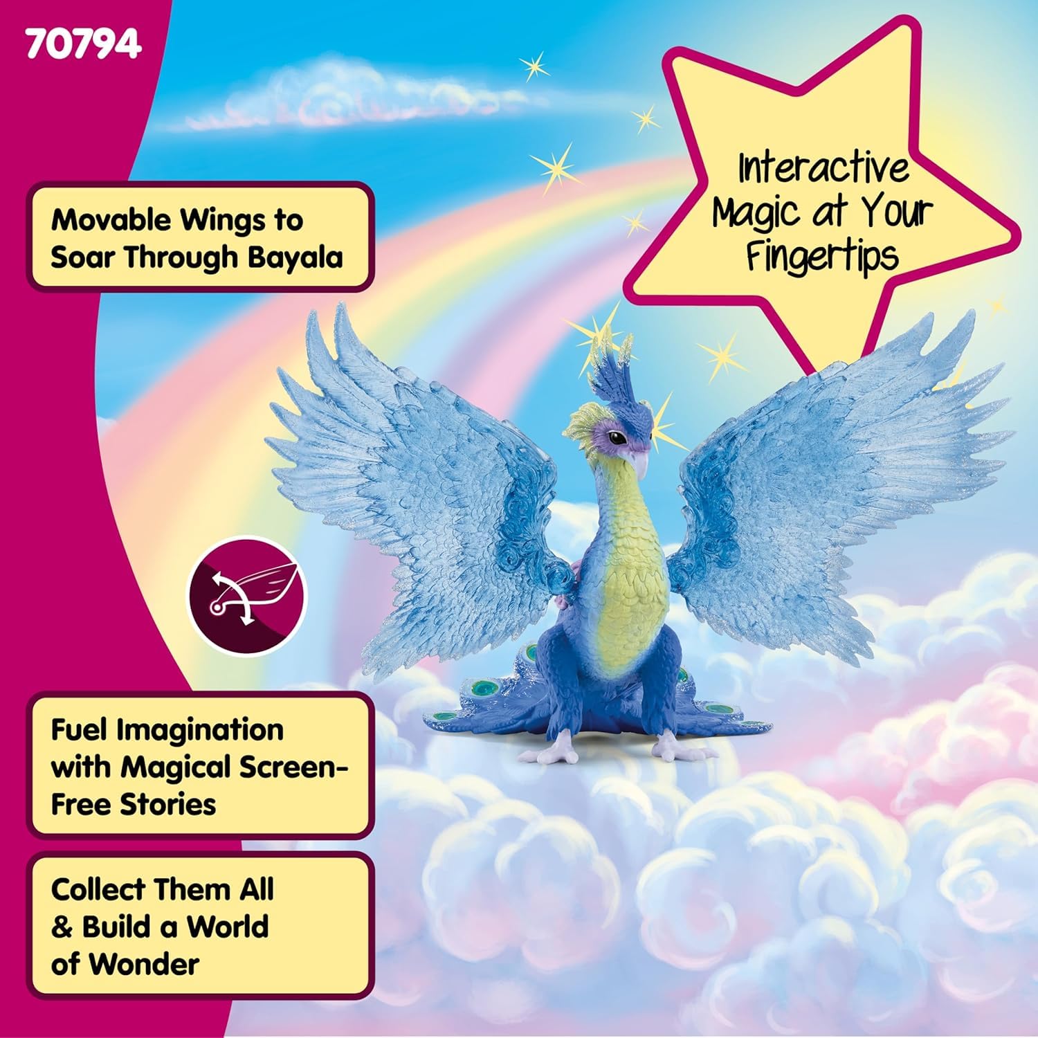 schleich BAYALA | Magiczny Paw 70794 | Szczegółowa figurka z ruchomymi, przezroczystymi skrzydłami oraz magnesem | Wspaniały prezent dla dziewczynek i chłopców | Figurka od 5 lat | 18 × 30 × 17 cm