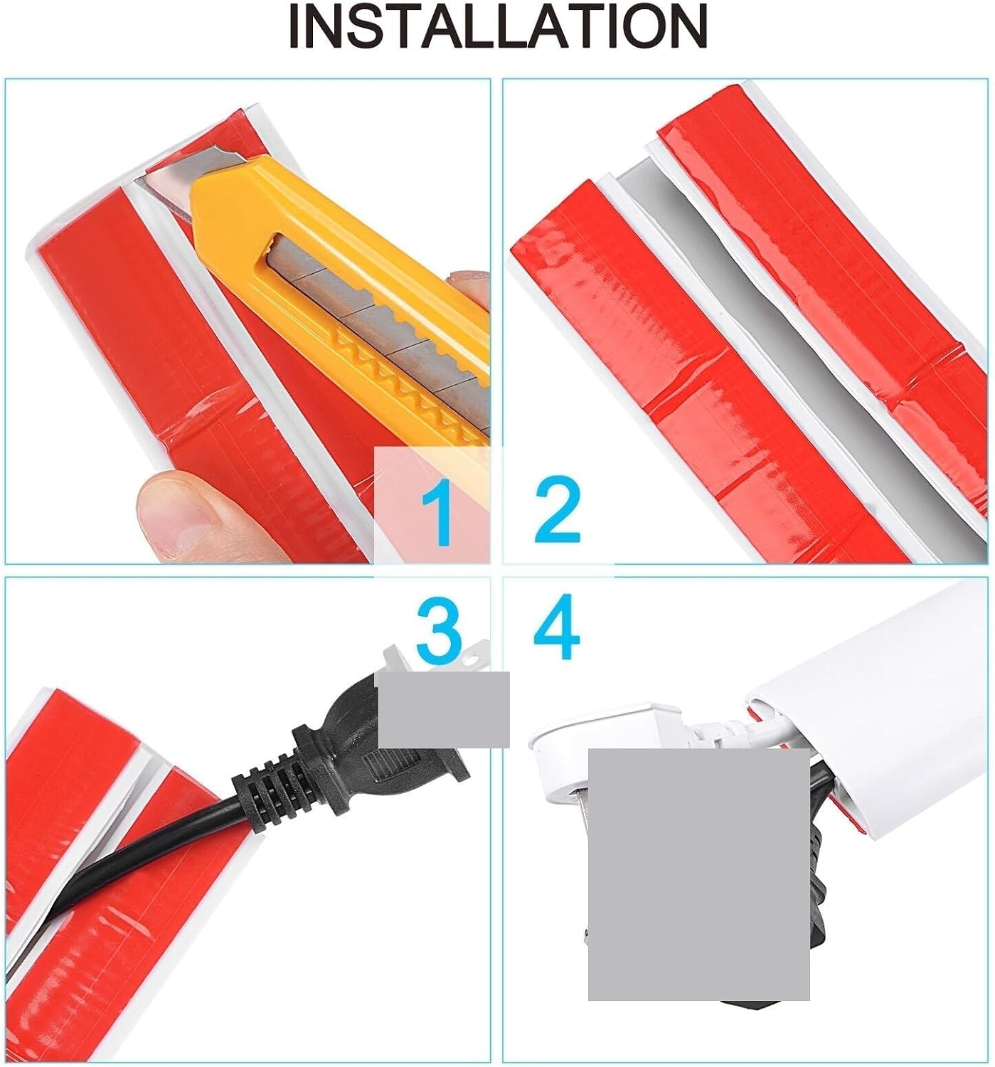 1m Floor Cable Cover PVC Cord Protector Self-Adhesive Power Cable Protector Cable Cover Hider Covers(Yellow Grey)