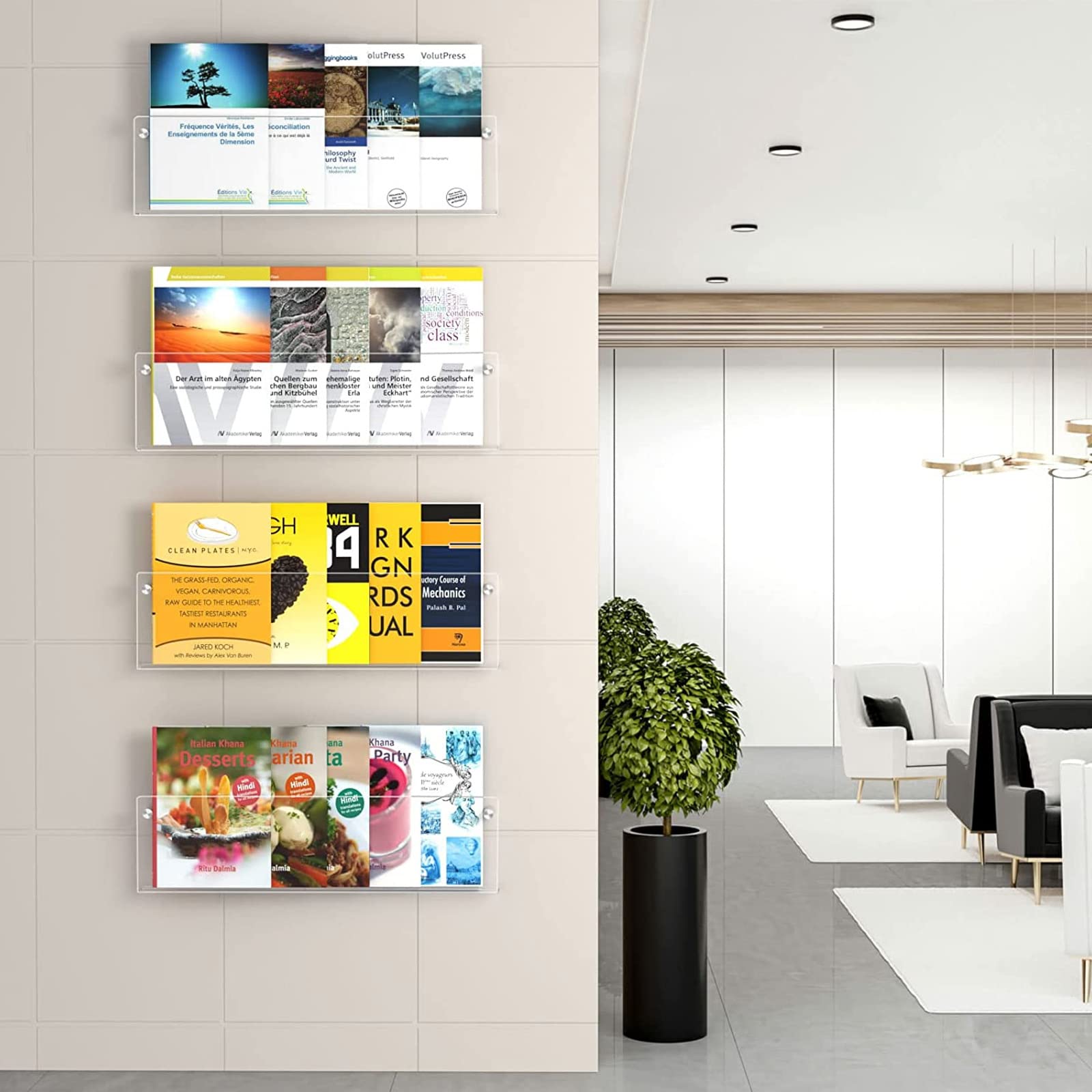 Zeitschriftenständer, Acryl-Broschüren-Prospekthalter, Prospektständer, durchsichtiger Prospekthalter, hängender Zeitschriftenständer, Informationsständer für Flyer, Literatur
