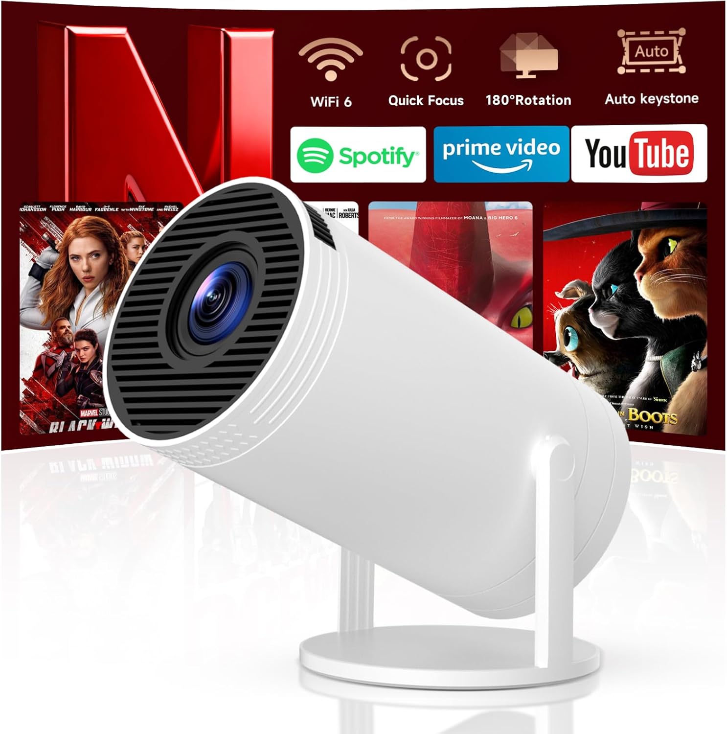 Mini Projector with WiFi 6 and...
