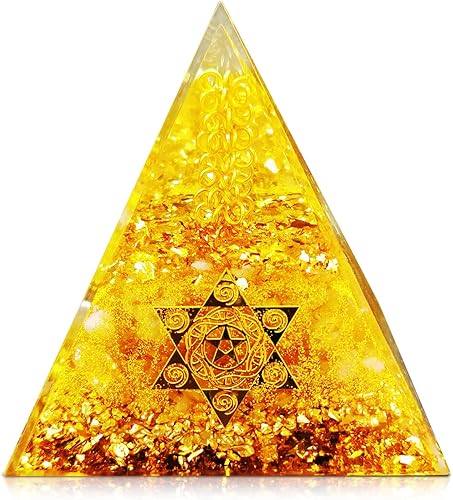 BETOVV Pirámide de chakra orgón para energía positiva, pirámd de cristal de chakra para meditación, yoga, reiki, pirámide de piedras preciosas de