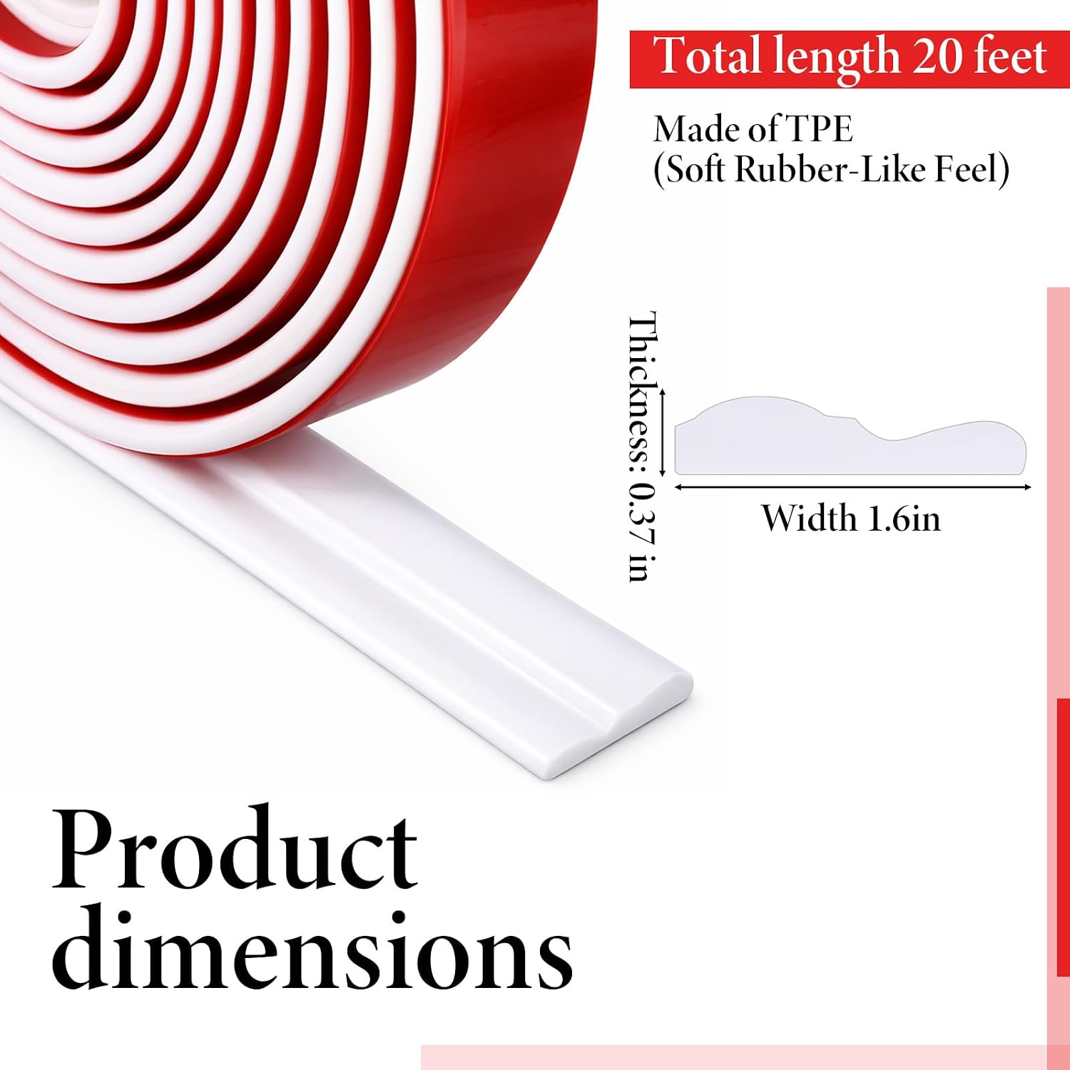 20 Ft x 1.6''Wall Decoration Molding Trim, Self-Adhesive 3D Chair Rail Panel Molding, Crown Molding Flexible DIY Wall Trim for Walls Mirror Window Frame and Home Decoration