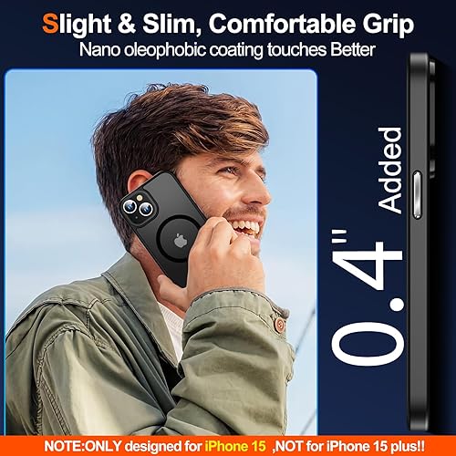 Miniatura 6 de MOZOTER Funda magnética para iPhone 15, compatible con MagSafe, 2 protectores de pantalla de cristal, agradable a la piel, a prueba de golpes,