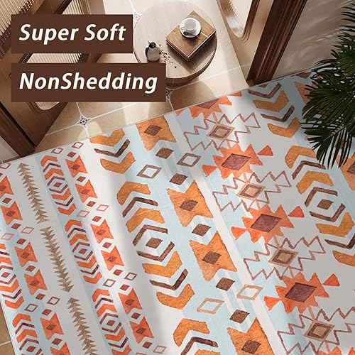 Miniatura 4 de Alfombra bohemia, lavable de 6 x 9 pies, alfombra cómoda y suave, antideslizante, alfombras esponjosas para dormitorio, sala de estar, comedor,