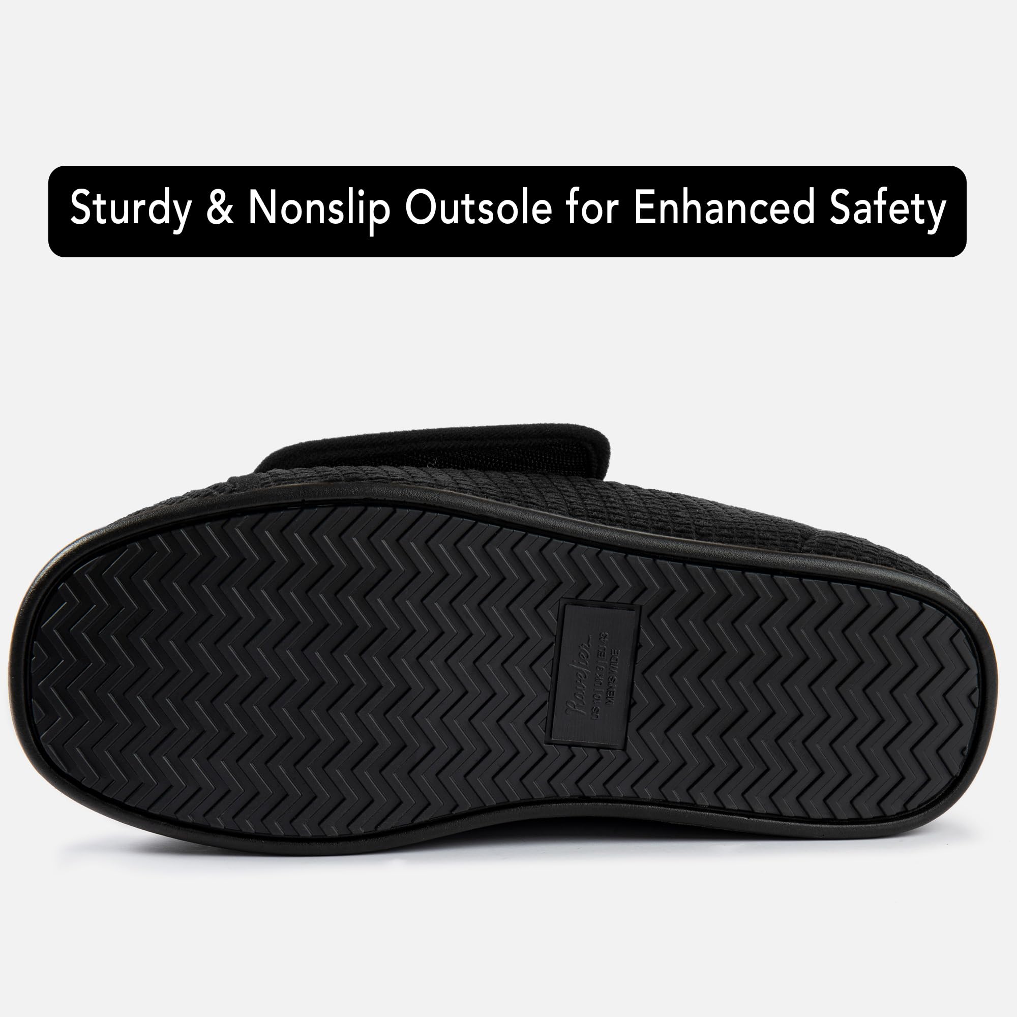 Ravelier Scarpa Pantofole da Uomo, Ampiezza Adattabile, Antiscivolo, Comfort per Diabetici con Chiusura Regolabile a Strappo