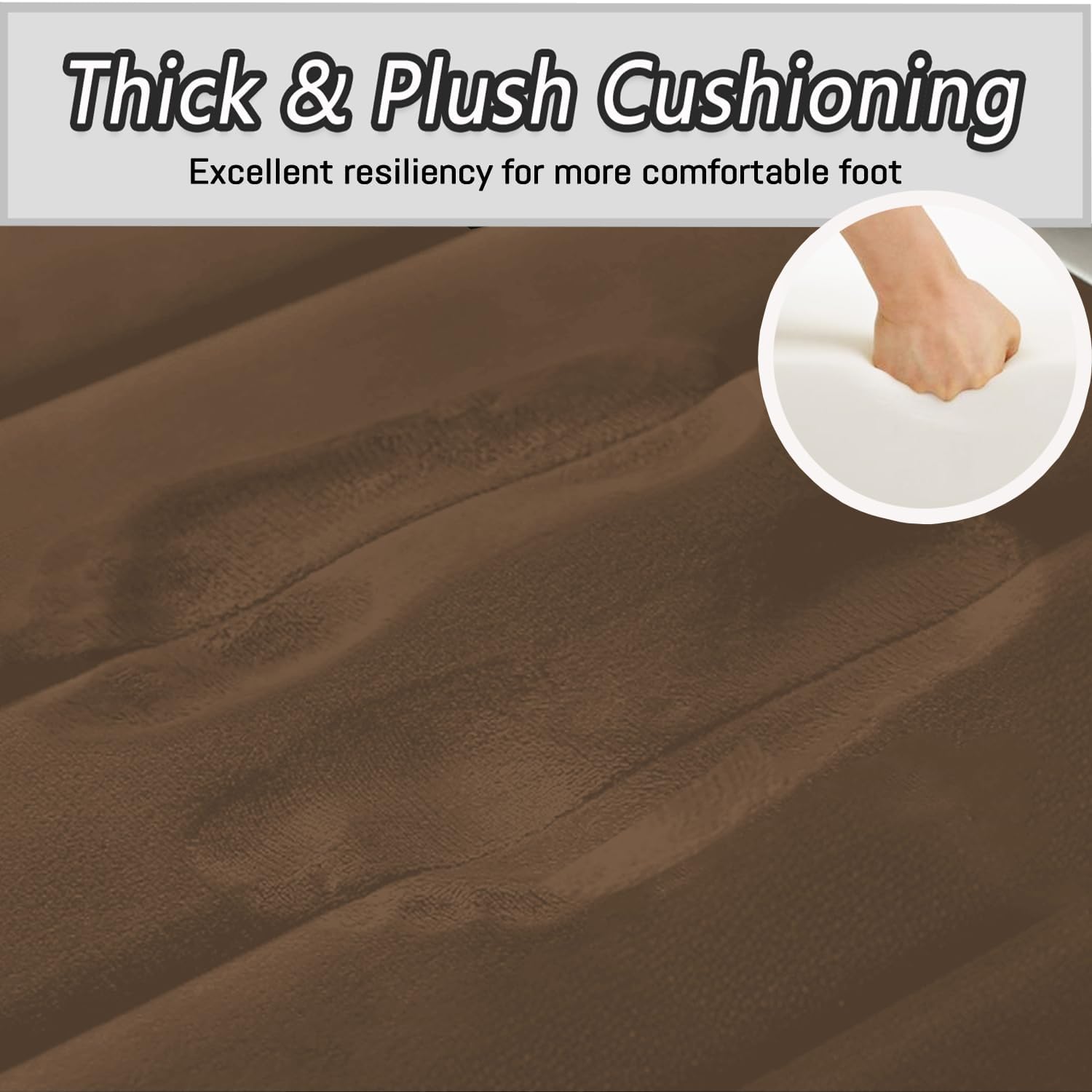 Memory Foam Bathroom Rugs Sets 2 Piece, Extra Soft Absorbent Quick Dry Bath Mat Set, with U-Shaped Toilet Rug, Machine Washable Non Slip Bath Rugs for Bathroom, Shower and Tub, Coffee - Image 4