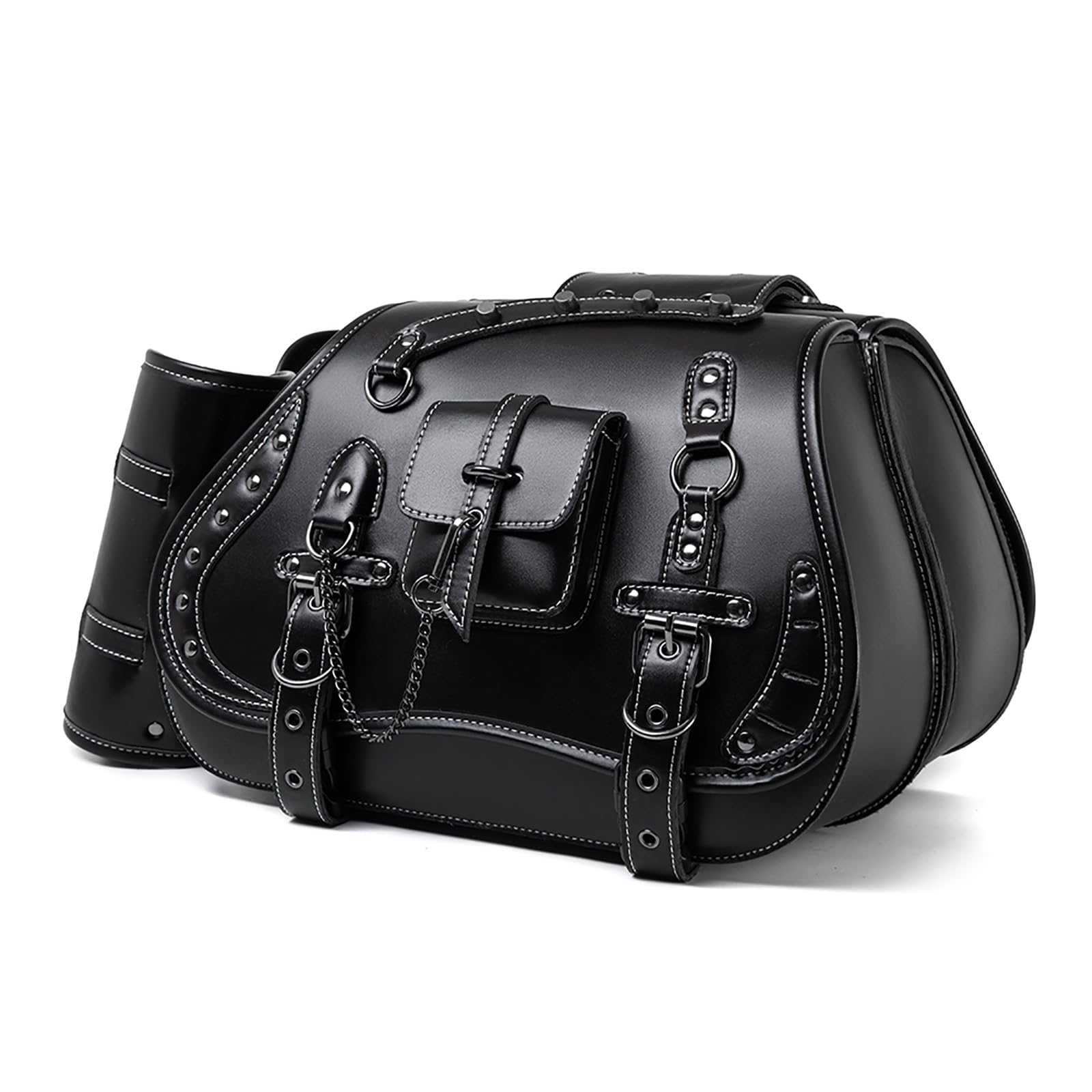 Sacoche latérale moto vintage cuir de qualité supérieure avec porte-gobelet Peugeot Kisbee 100