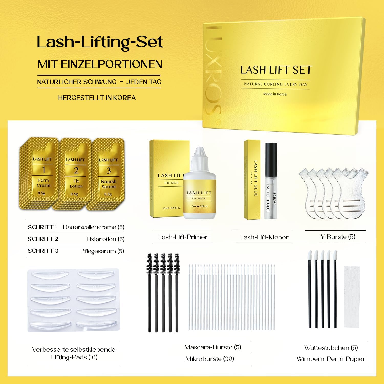 AYASAL Wimpernlifting Set: Koreanische Formel für Wimpern Lifting, Lash Lifting – Schonendes, Thio-freies Wimpernlifting Set mit detaillierter Anleitung für den Heimgebrauch