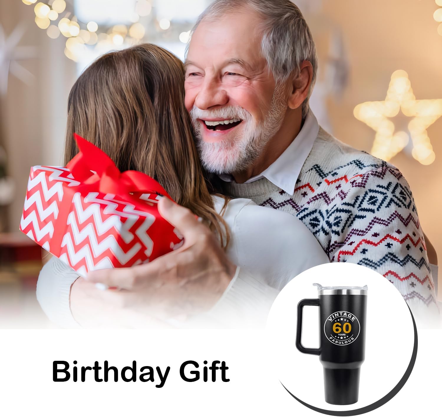 60th Birthday Gifts for Him Her - Birthday Tumbler for Women Men Dad Mom - 40 OZ Stainless Steel Cup Travel Mug Water Bottle with Handle and Straw - The Best Birthday Gift Ideas - Image 7
