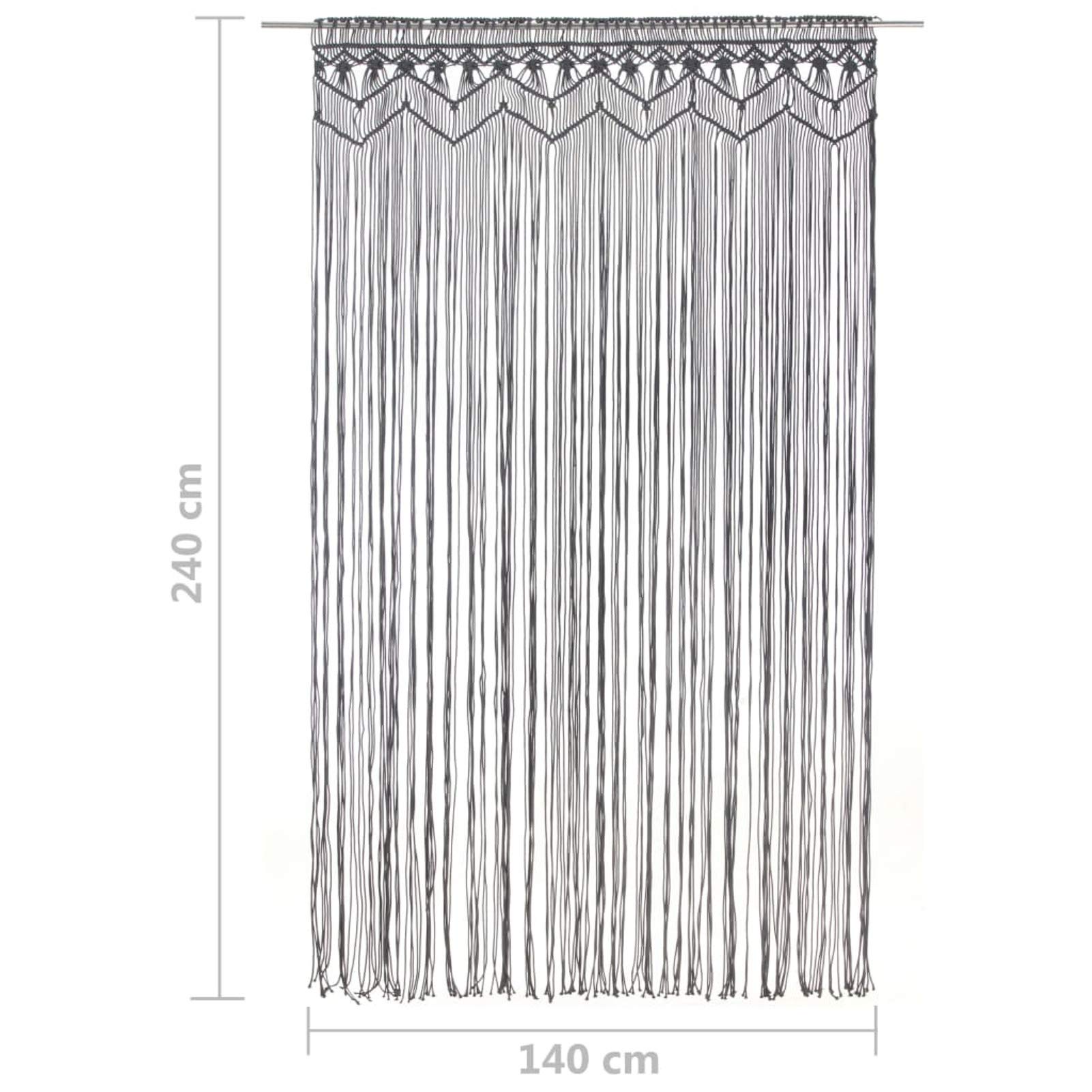 ShGaxin Szara Antracyt Szara Bawełniana Zasłona Makramowa 140x240 cm, Makrame Zasłony, Zasłona Separacyjna, Przekładki - SPU:323994