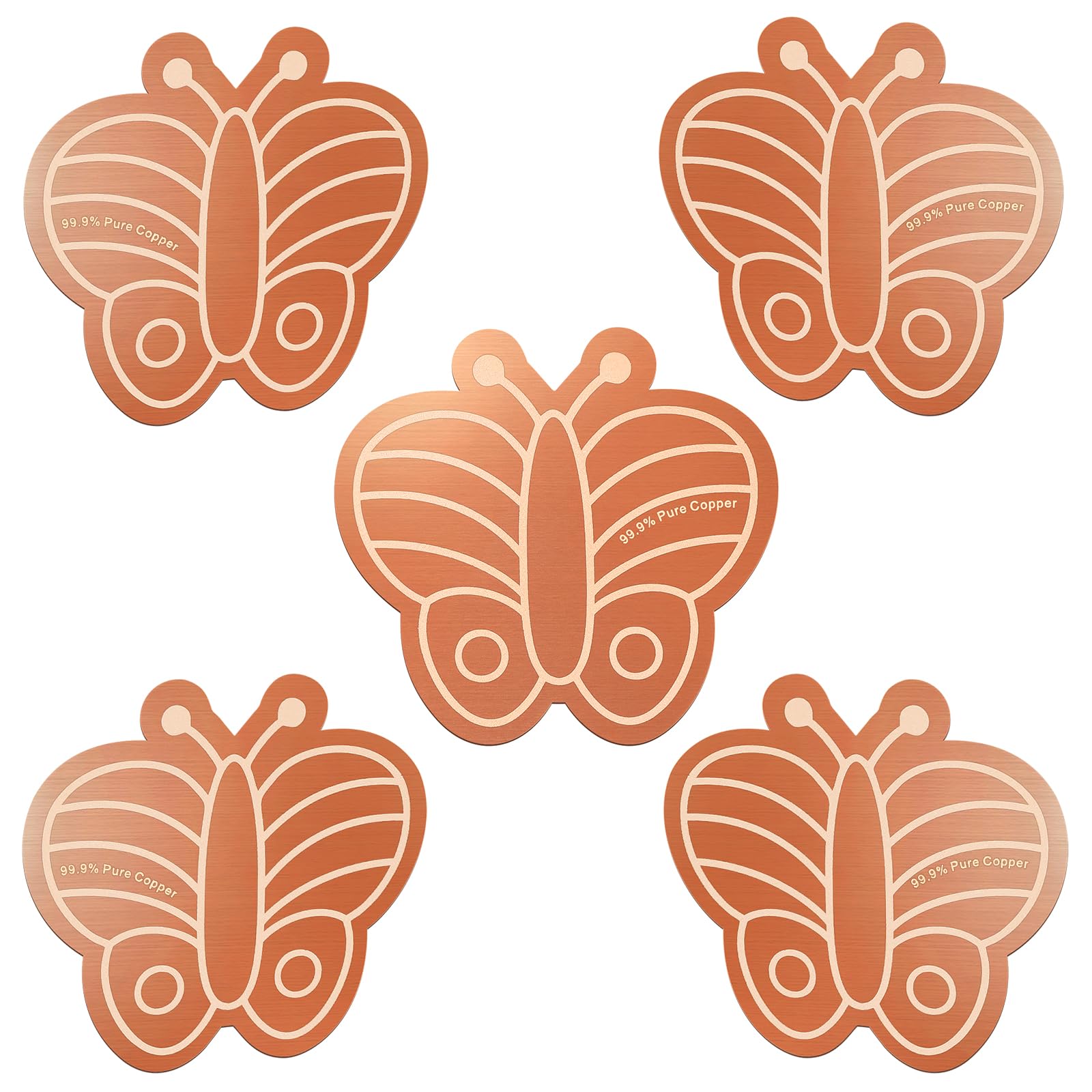 5Pcs Bird Bath Copper Disk 99.99% Pure Copper Purification Disk 0.6mm for Clean Water via Natural Physics Universal Fit for All Season Outdoor Birdbaths,Bowls and Garden Fountains(Butterfly)