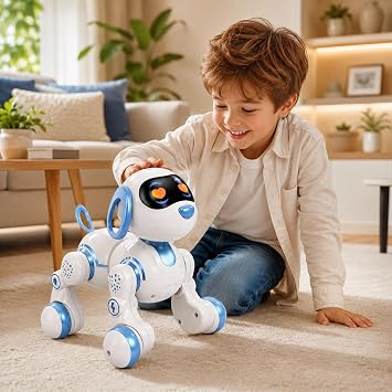VARDEM Uzaktan Kumandalı İnteraktif Şarjlı Akıllı Köpek, Dokunmatik Sensörlü Işıklı Robot Köpek, Dans Eden Yürüyen Programlanabilir Oyuncak Robot Pet GAW-6601
