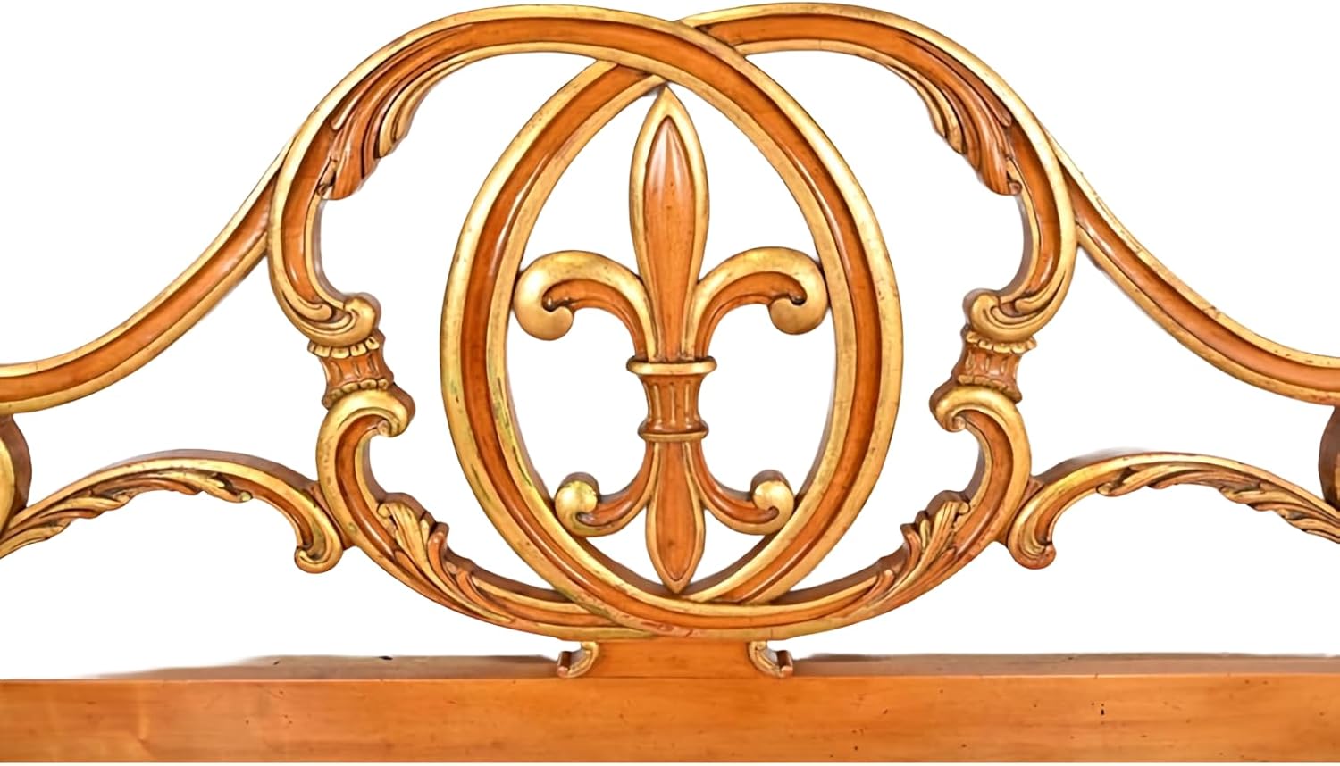 Hand Painted Bed Head Antique Gold Washed Wooden Bed Headboard Wall Mounted Handmade Carved Headboard Tropical Home Decor (Queen- 63x42x1 -inches) | Engineered Wood