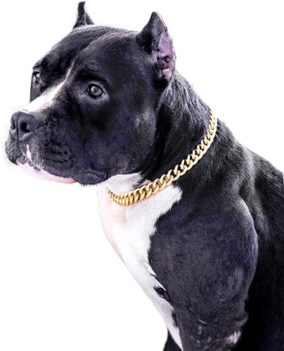 Miniatura 10 de Collar de perro de eslabones cubanos  Enzo Red 35 pulgadas de ancho llamativo cadena de metal para perros, el diseño más nuevo lindo de moda
