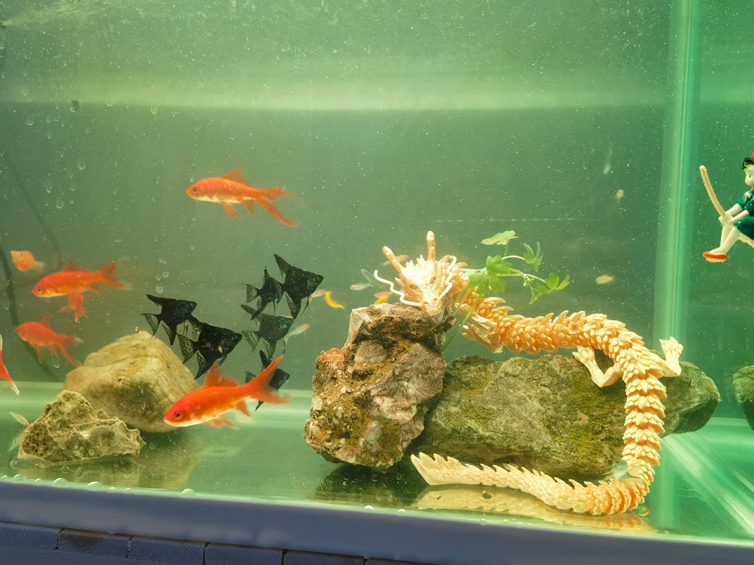 Amazon.co.jp: ドラゴン 水槽用 龍の置物 龍飾り像 回転可能 関節可動