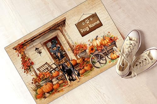 Miniatura 2 de Tapete personalizado para puerta de perro de Acción de Gracias, Doberman Pinscher, tapete de otoño antideslizante, divertido tapete de entrada de