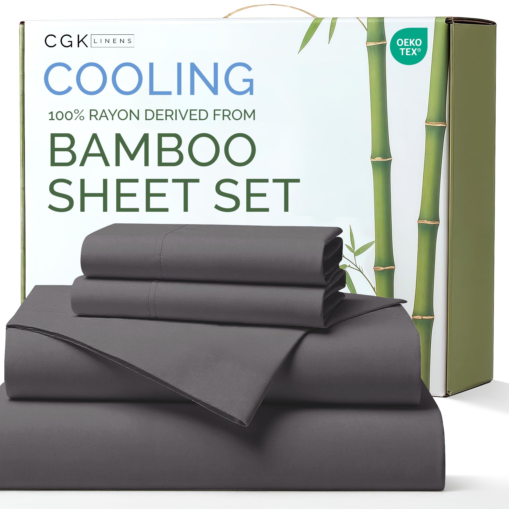 100 Rayon Derived From Bamboo - Bamboo Sheets Queen Size - Cooling Sheets for Queen - Soft Breathable