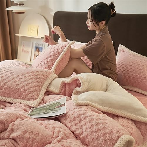 Miniatura 8 de XHCTNN Juego de sábanas de forro polar de tafetán tamaño King  Suave forro polar ártico resistente a la decoloración, juego de ropa de cama de 4