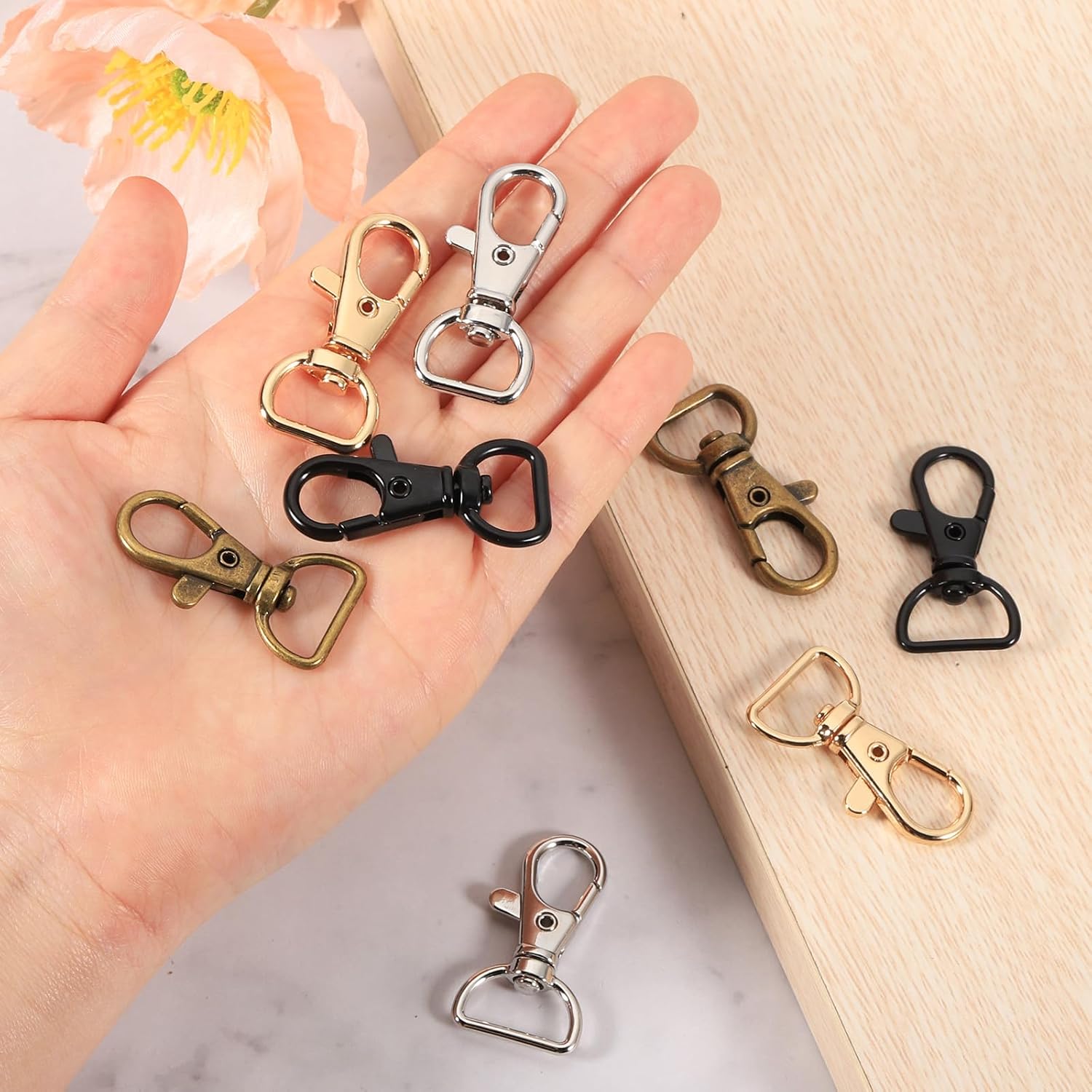 uxcell Swivel Clasps, D Ring Lobster Clasp Claw Metal Push Gate Snap Hook Purse Making Keychain Belt Strap, - Image 5