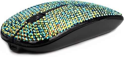 Miniatura 10 de Bling Crystal - Ratón inalámbrico con diamantes de imitación, 700 mAh recargable y silencioso, ultra delgado USB 2.4G, PC, portátil, mouse