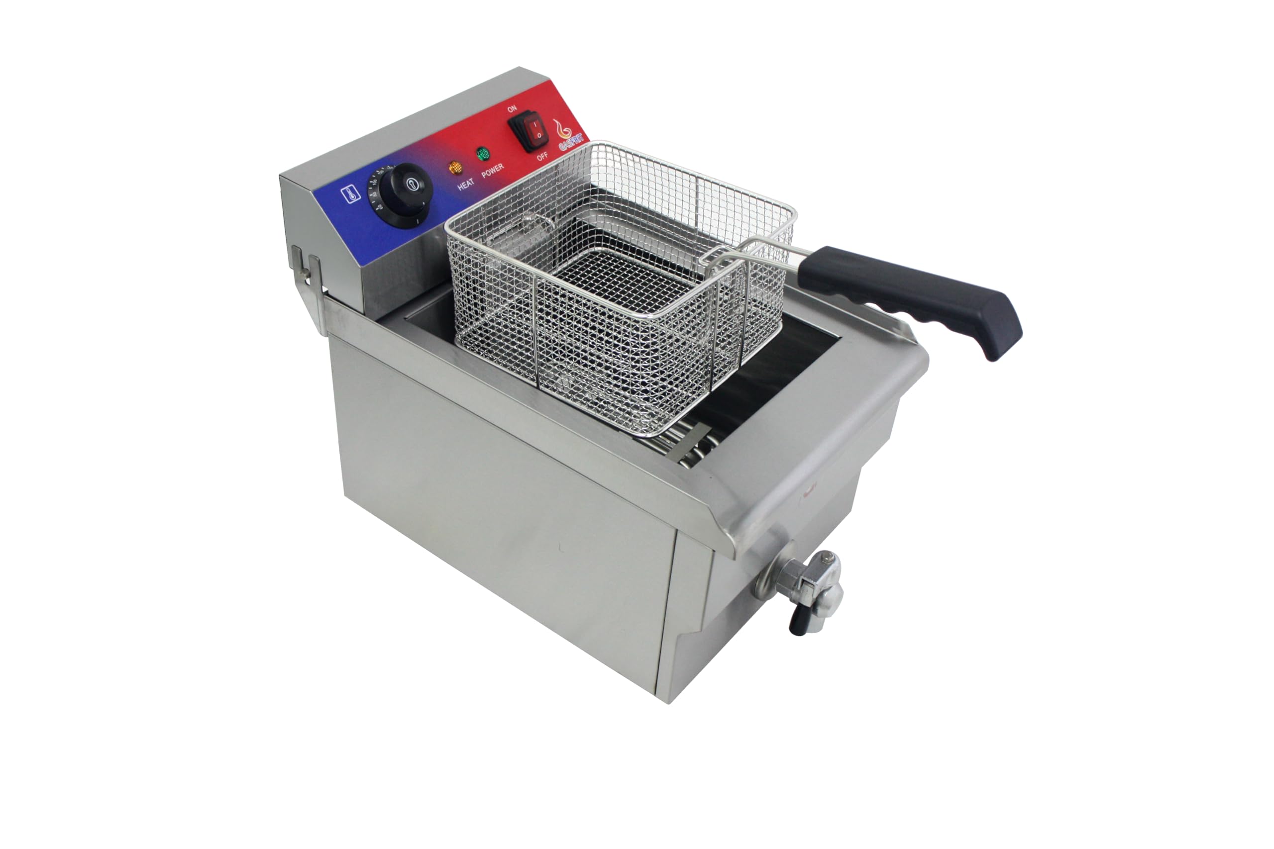 Friggitrice elettrica professionale industriale con rubinetto, acciaio inox, zone fredde, termostato E.G.O, 13 L o 13+13 L