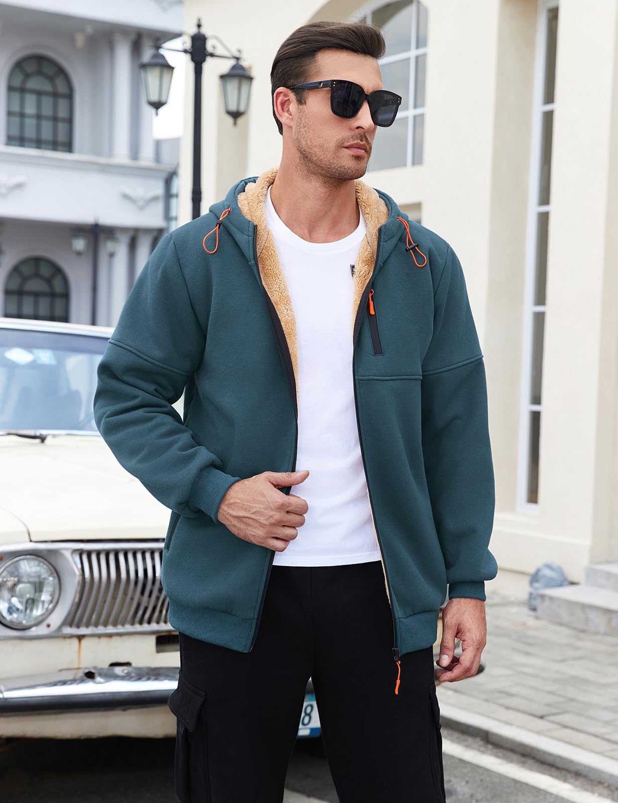 Sudaderas Hombres Invierno Forro Polar de Sudadera Cremallera Mantente Caliente Hoodie Chaqueta de Invierno para Hombre Sweatshirt