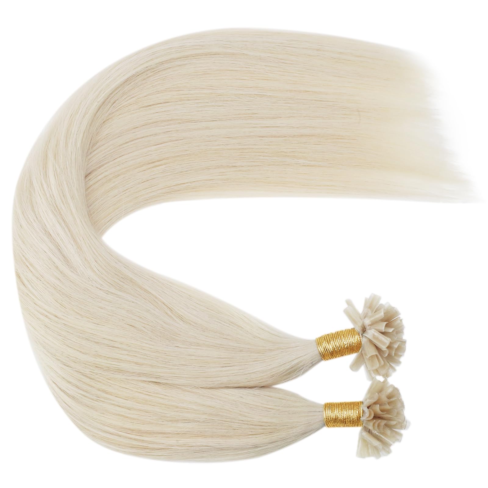 Ugeat Przedłużanie Włosów Keratyna Utip, Włosy Ludzkie, Platynowy Blond, 35cm 50 sztuk 50g, Przedłużanie Włosów U Tip Blond, Remy Naturalne Proste