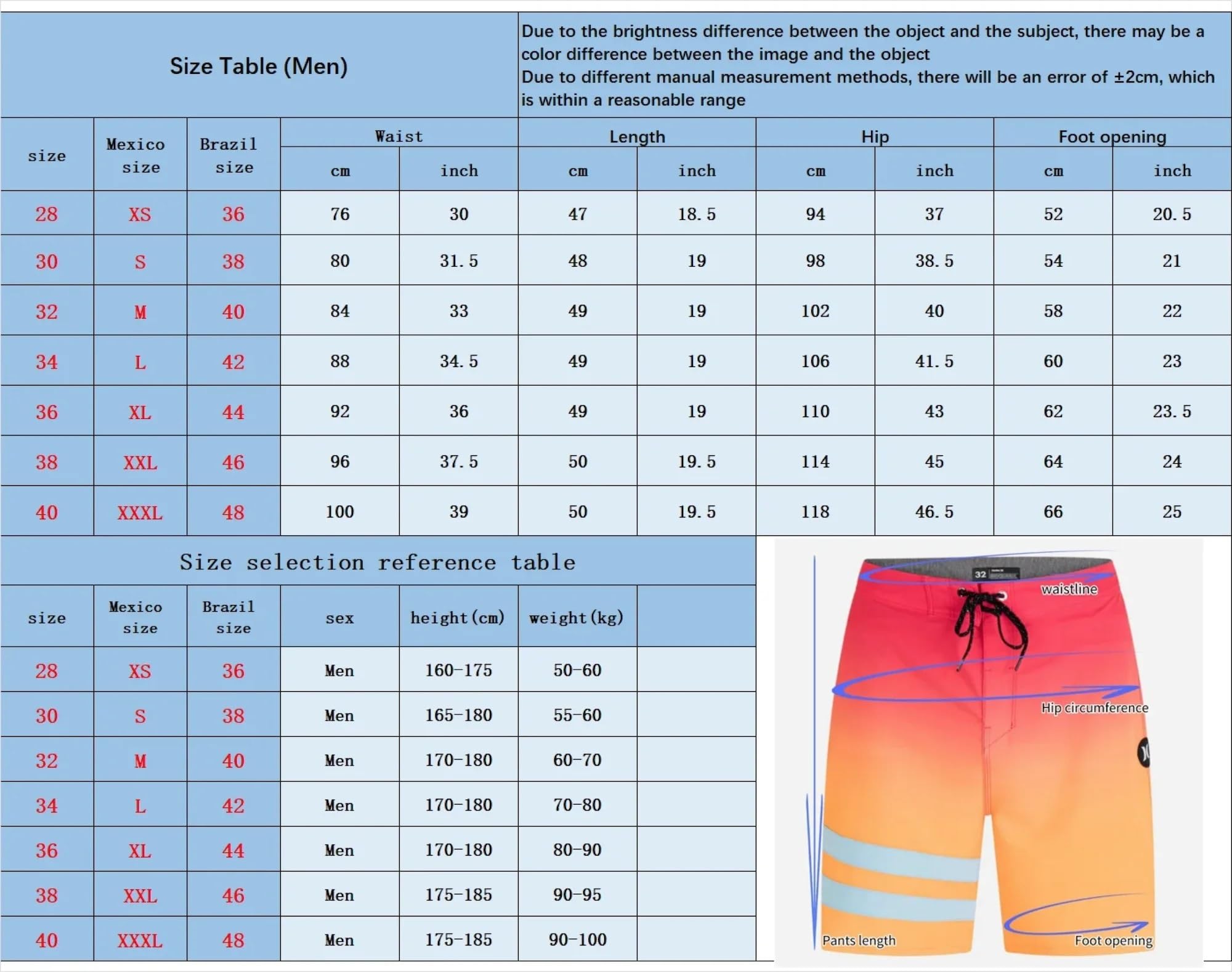 Pantaloncini da Surf Uomo Impermeabili Spiaggia