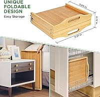 Vista 6 de Ollieroo Bandeja de cama de bambú,Bandeja plegable para mesa de cama con asas,Bandeja de desayuno para sofá, cama, comer, aperitivos y trabajo, bambú