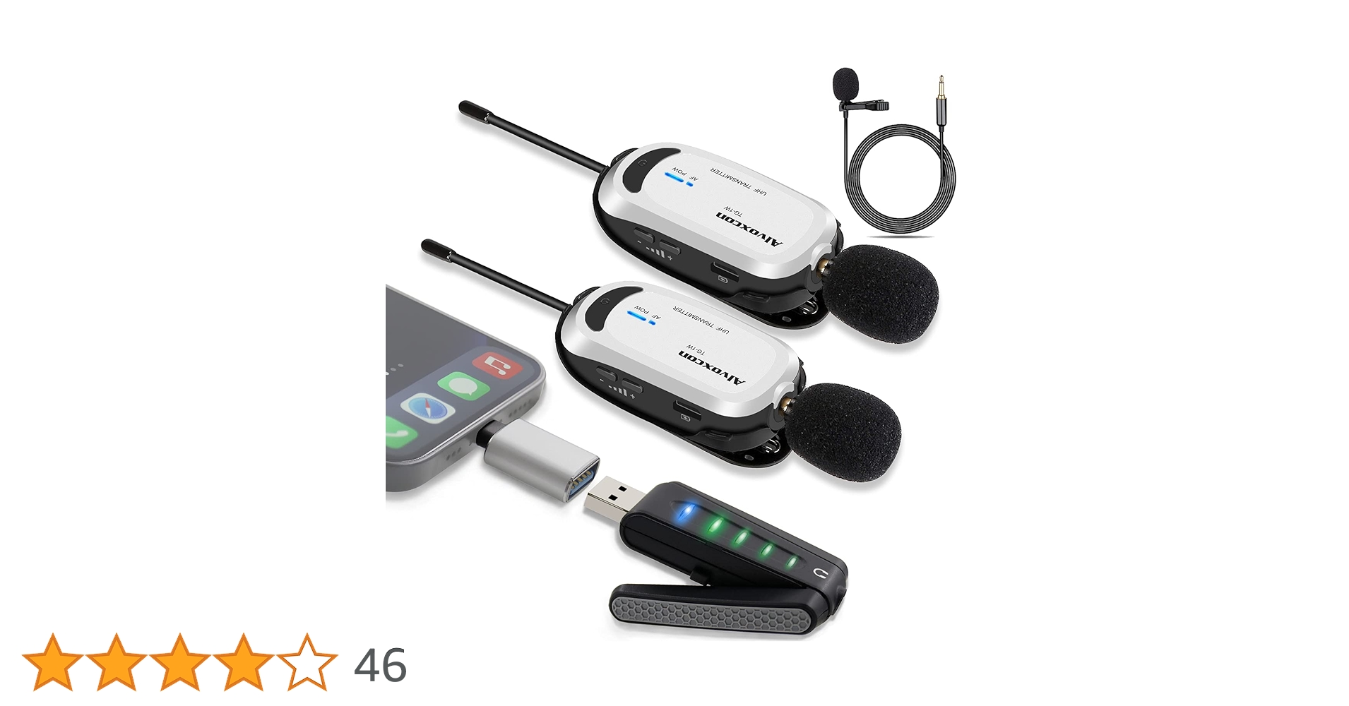 Alvoxcon UM320 ワイヤレスピンマイク USB UHF 2機セット 71-MV5Y2IkL.jpg_BO30,255,255,
