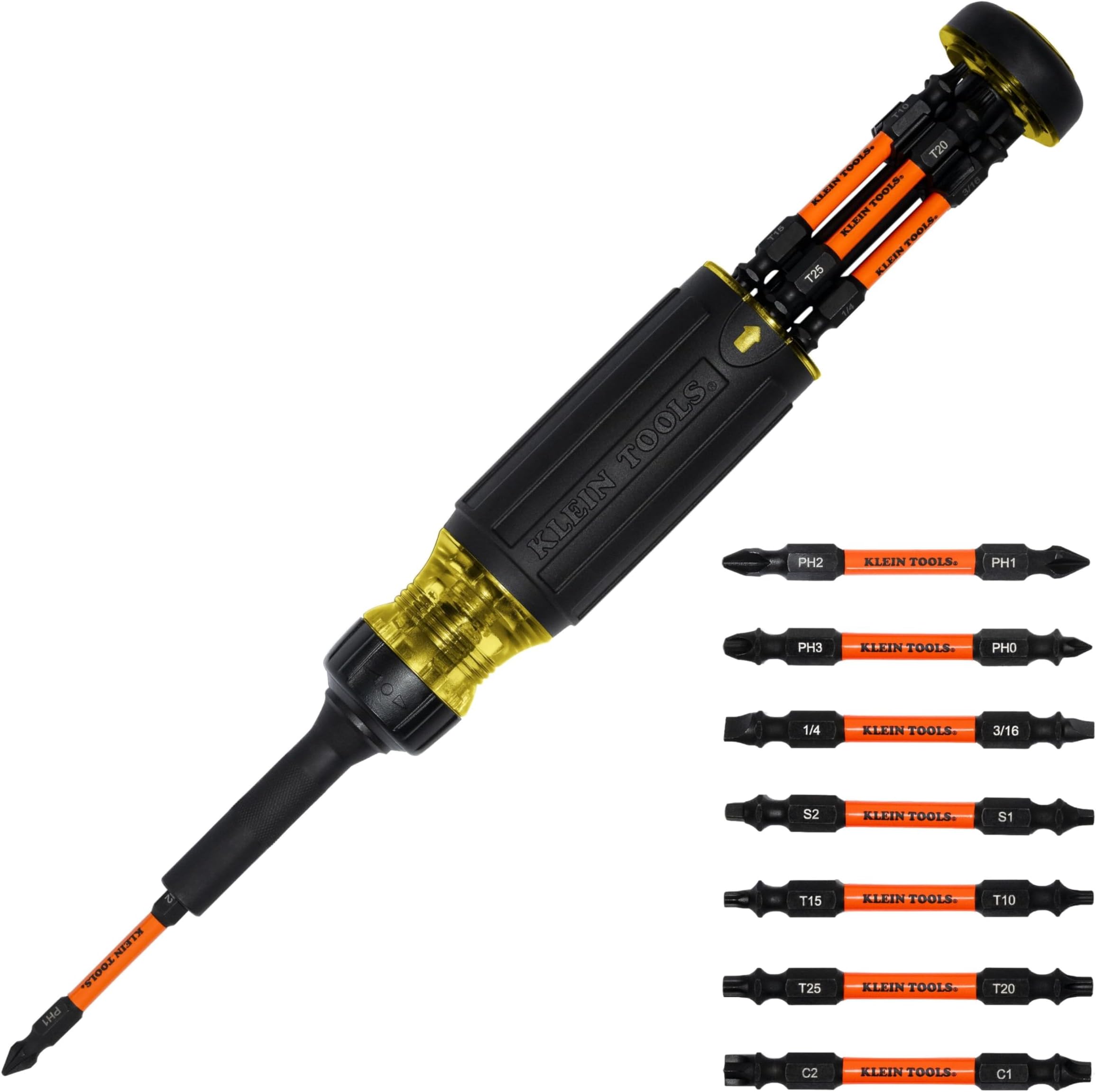 32315HD 15-in-1 Multi-Bit Ratcheting Screwdriver, Impact-Rated, 7 Double-Ended ProFlex Torsion Zone Tips, 1/4-Inch Nut Driver, 8-Piece