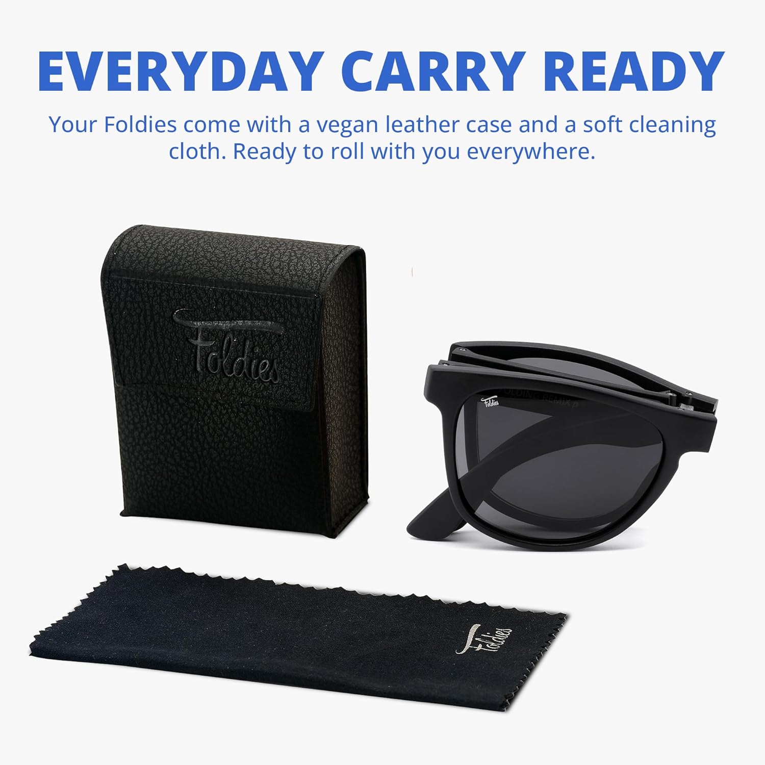 Foldies Remix Folding Sunglasses Polarized, UV400, UVA, UVB Protection for Men Women, Folding Sunglasses Leather Case