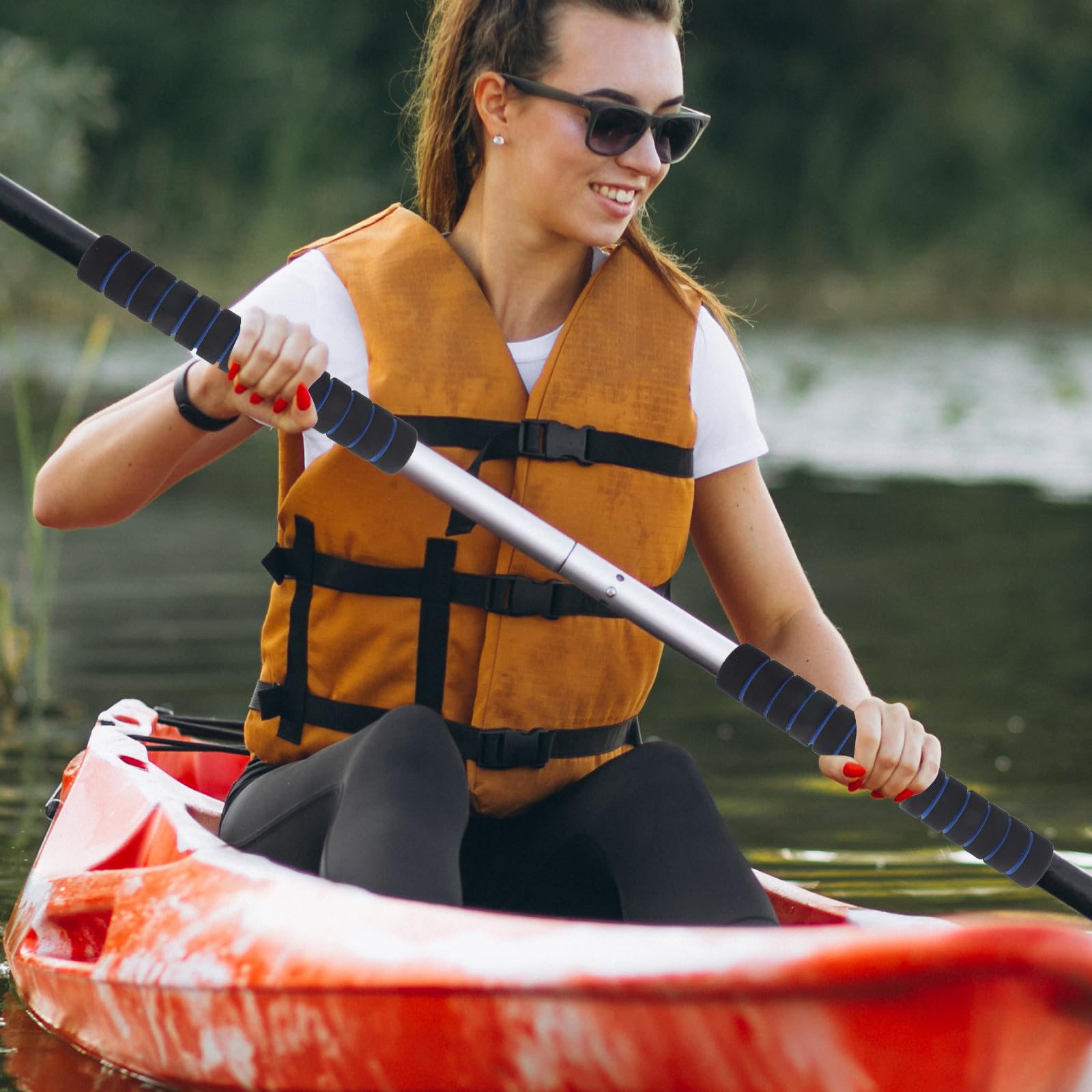 2 Paires de Manchons Antidérapants en Mousse pour Pagaies de Kayak, Protection des Mains, Faciles à Utiliser, Longueur 22 Cm, Accessoires pour Kayaking
