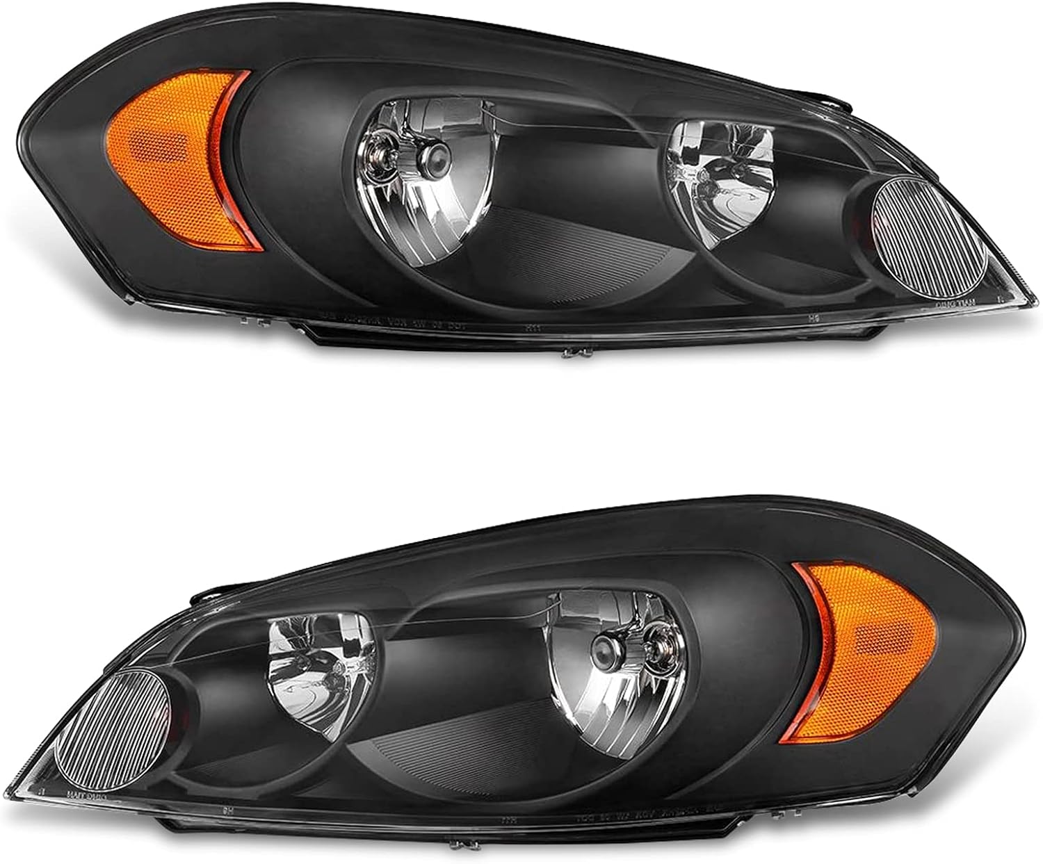 for 2006-2013 Impala Headlight Assembly compatible with 14-15 Chevy Impala Limited / 06-07 Chevy Monte Carlo Clear Lens Black Housing Amber Reflector Headlamp Replacement