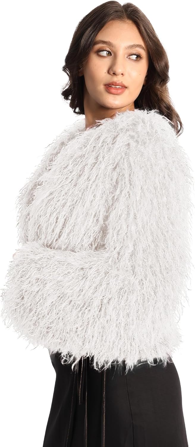 Women's Faux Fur Coat Fluffy Long Sleeve Vintage Shaggy Warm Jacket - Image 2