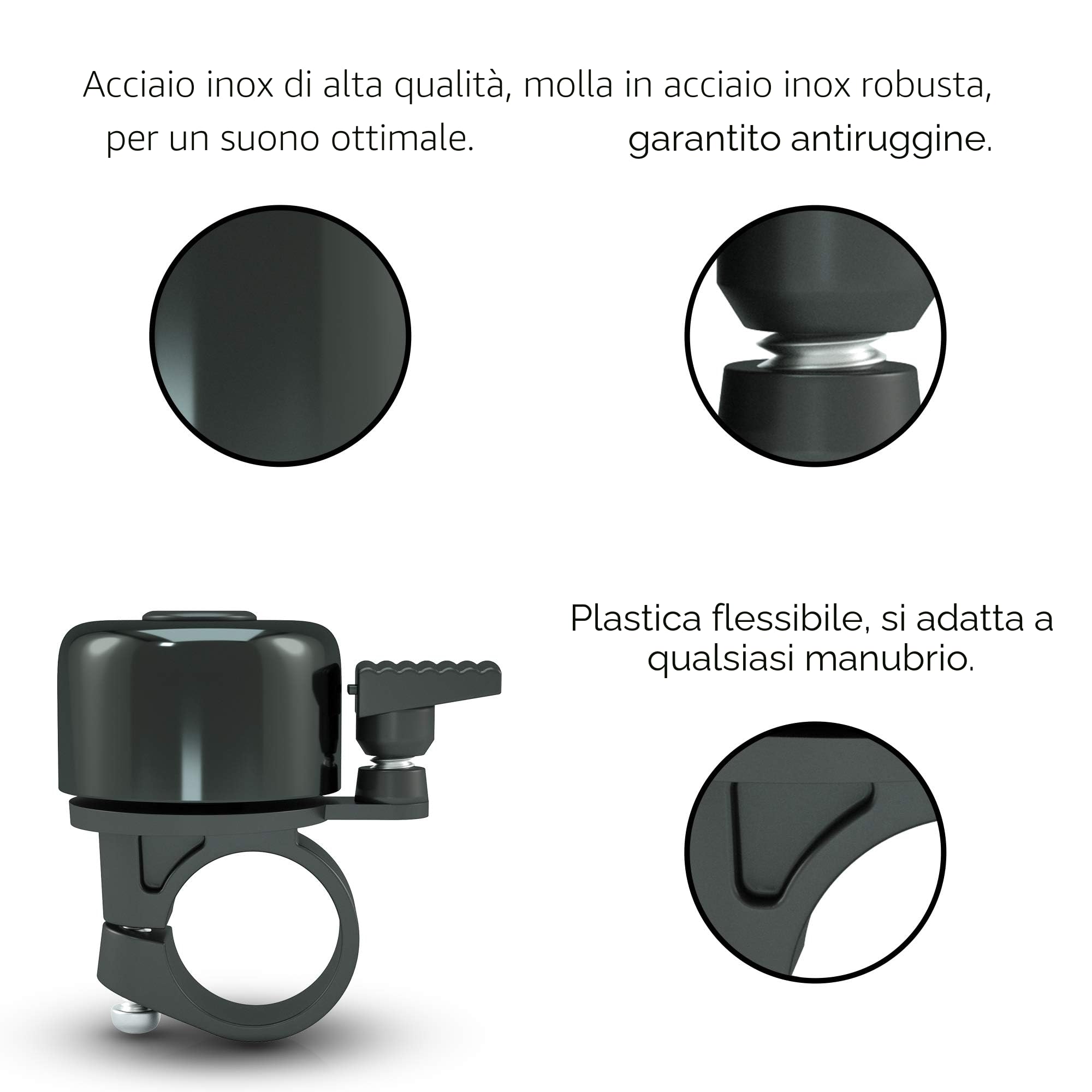 Campanello per bicicletta Mountain Bike in acciaio inox robusto con cacciavite