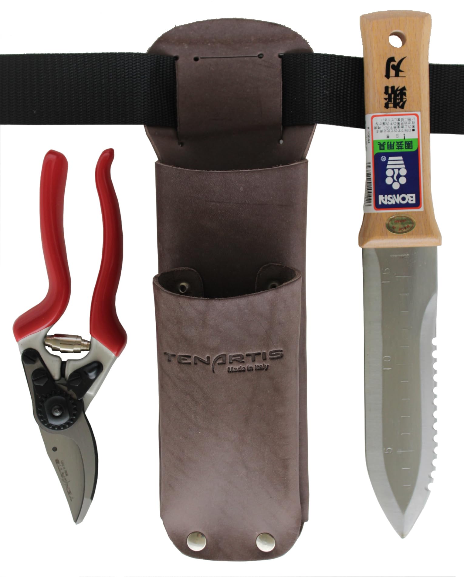 Set di Attrezzi da Giardinaggio Deluxe con Coltello da Scavo Giapponese e Forbici da Giardino - Tenartis