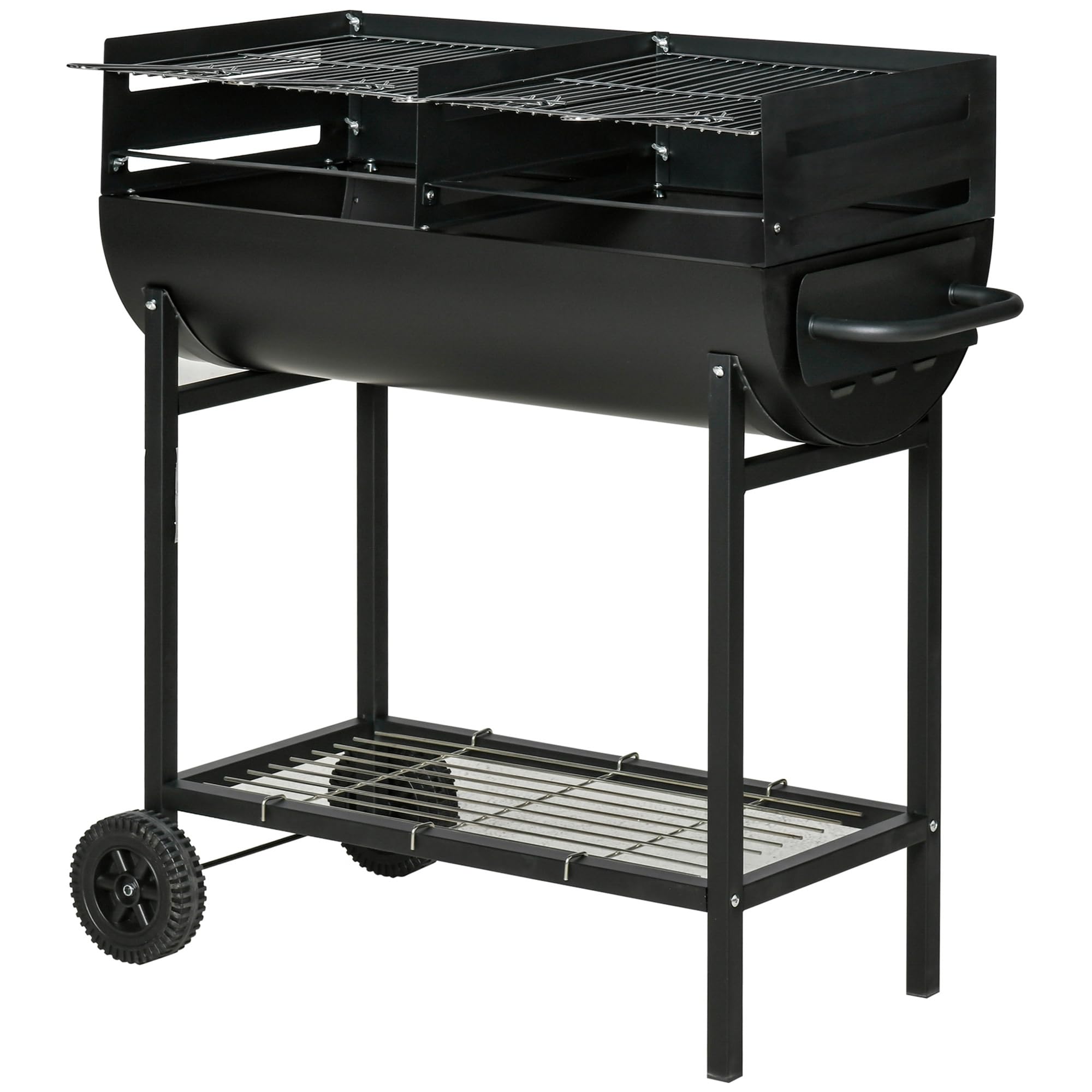 Outsunny Trolley Charcoal Barbecue Grill Cart 2 Rolling Wheels Black from B&Q