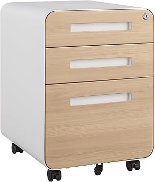 3 Drawer Mobile File Cabinet Under Desk Office,23" Simple Style Versatile Storage Cabinet,5 Wheel Design Anti-Tilting Cold Rolled Steel,White